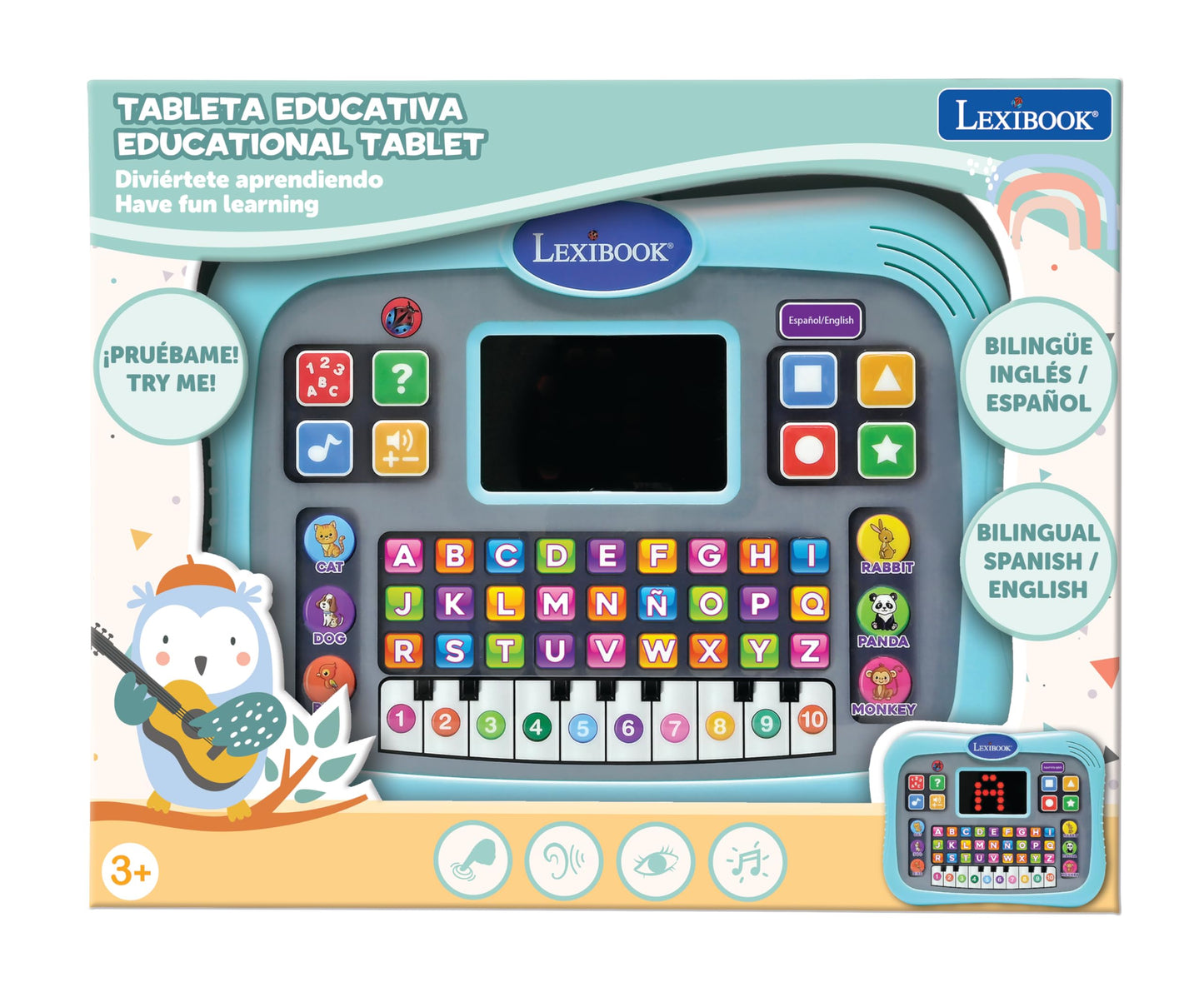 Lexibook Educational Tablet - Bilingual English/Spanish Learning, Alphabet, Numbers, Animals, Piano & Quiz