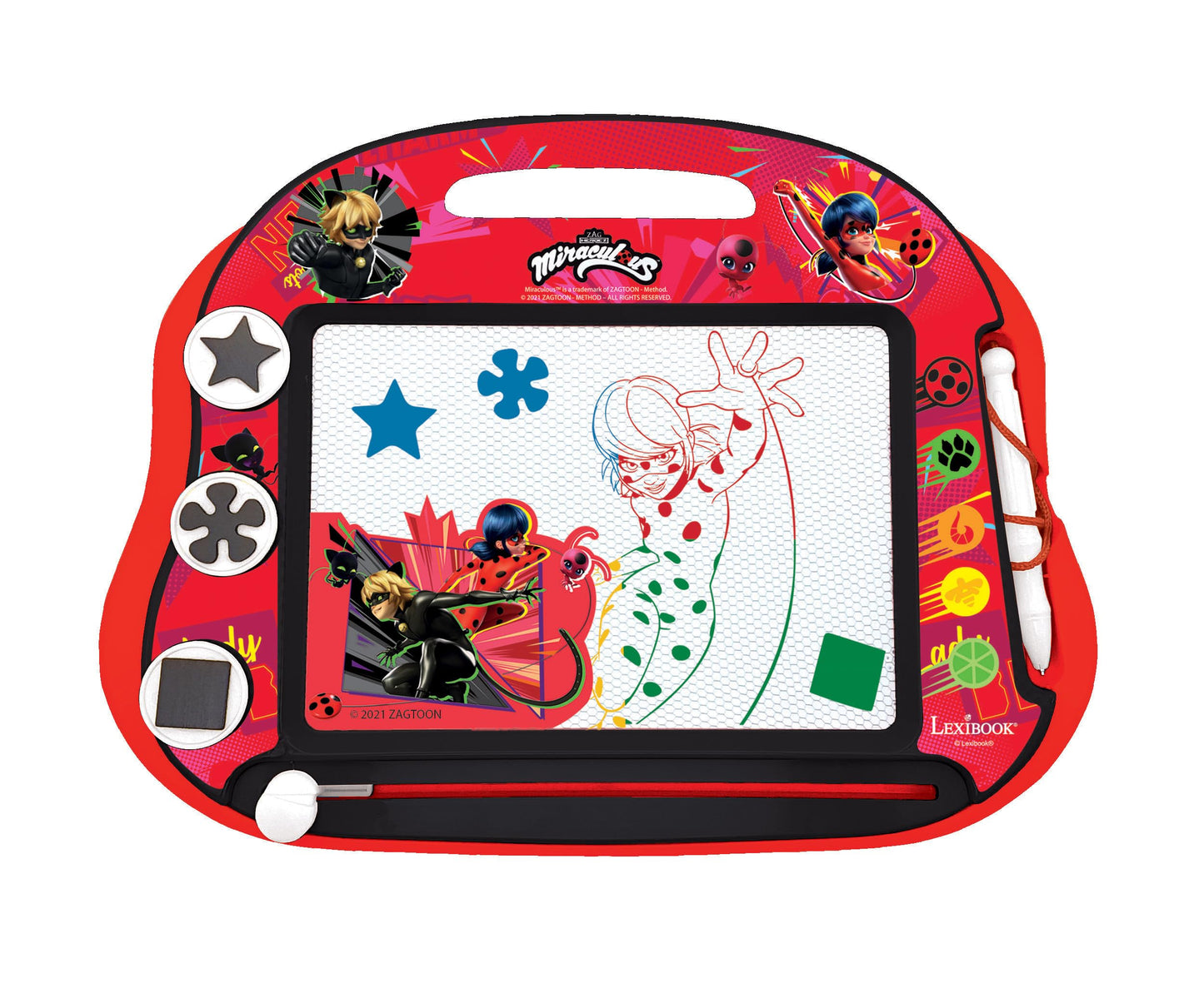 Lexibook Miraculous Ladybug Cat Noir Magnetic Drawing Board – Multicolor Creative Toy