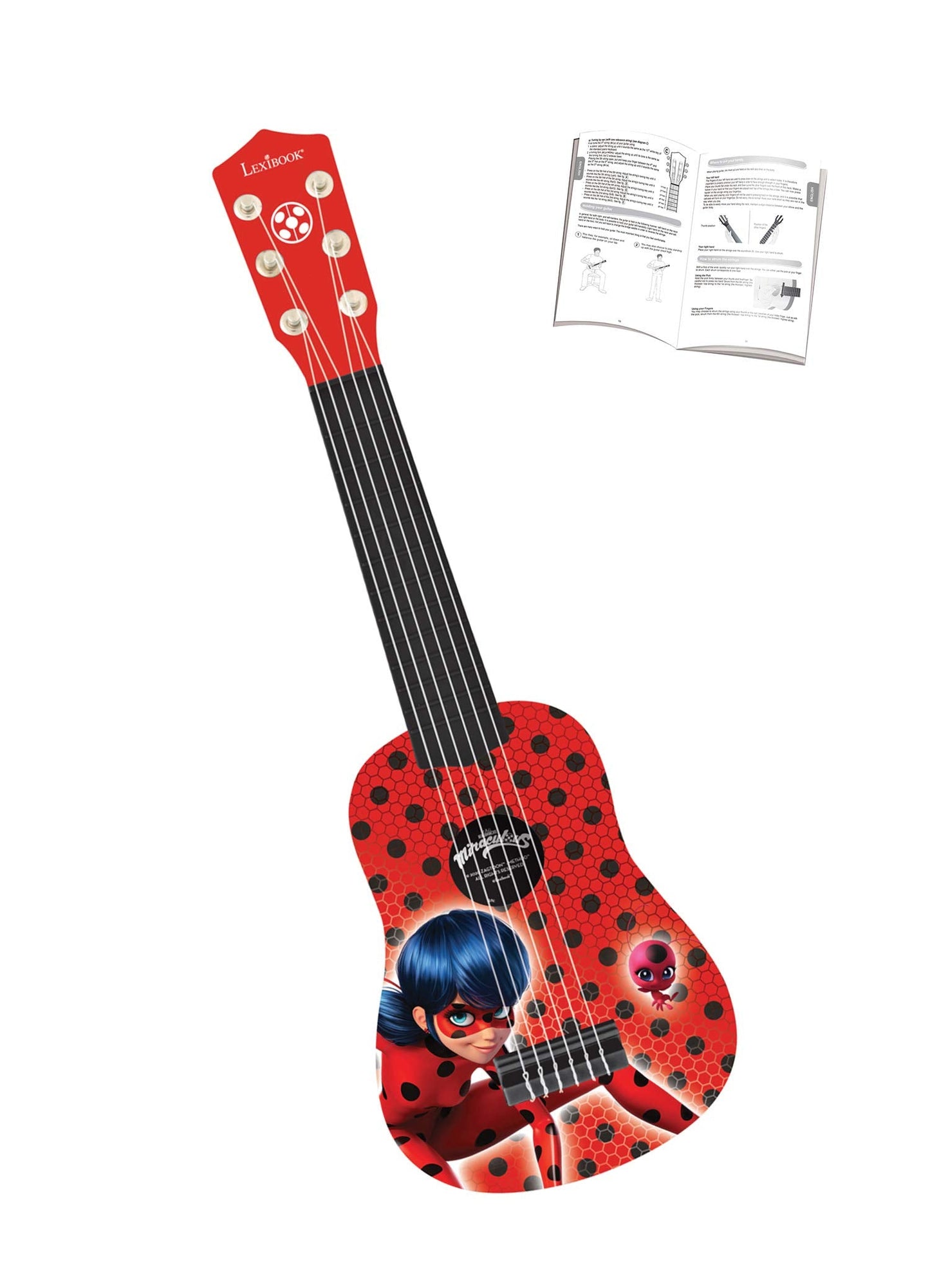 LEXiBOOK Miraculous Ladybug My First Guitar for Kids – 21'', 6 Nylon Strings, Guide Included