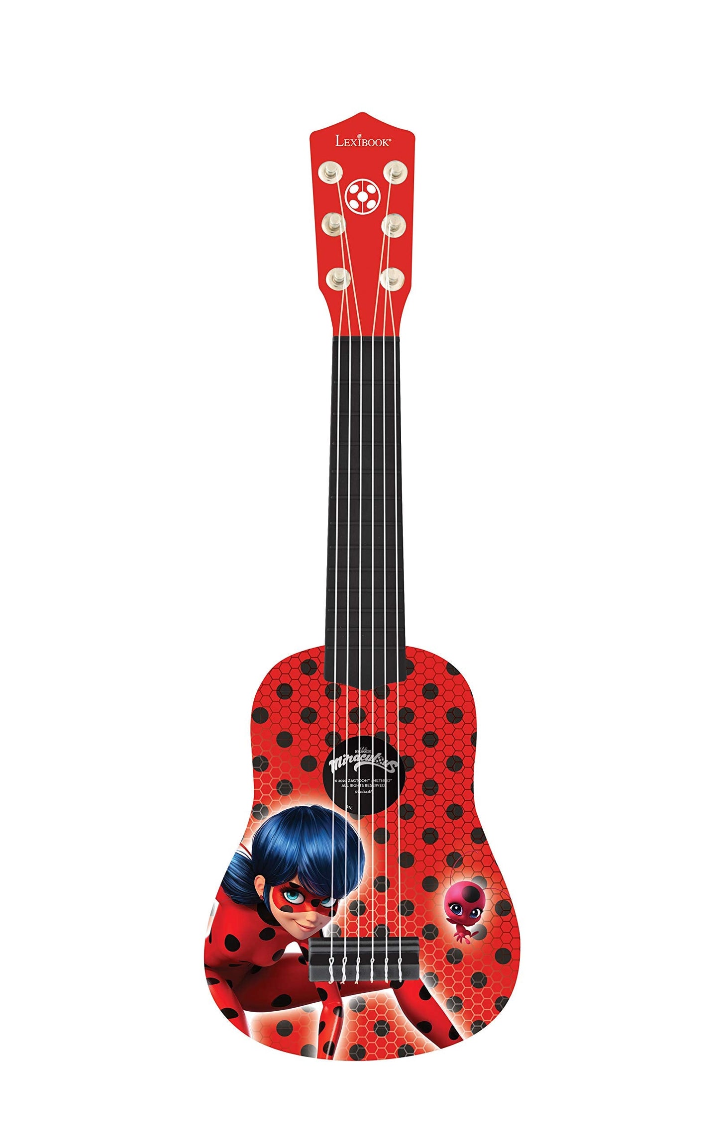 LEXiBOOK Miraculous Ladybug My First Guitar for Kids – 21'', 6 Nylon Strings, Guide Included