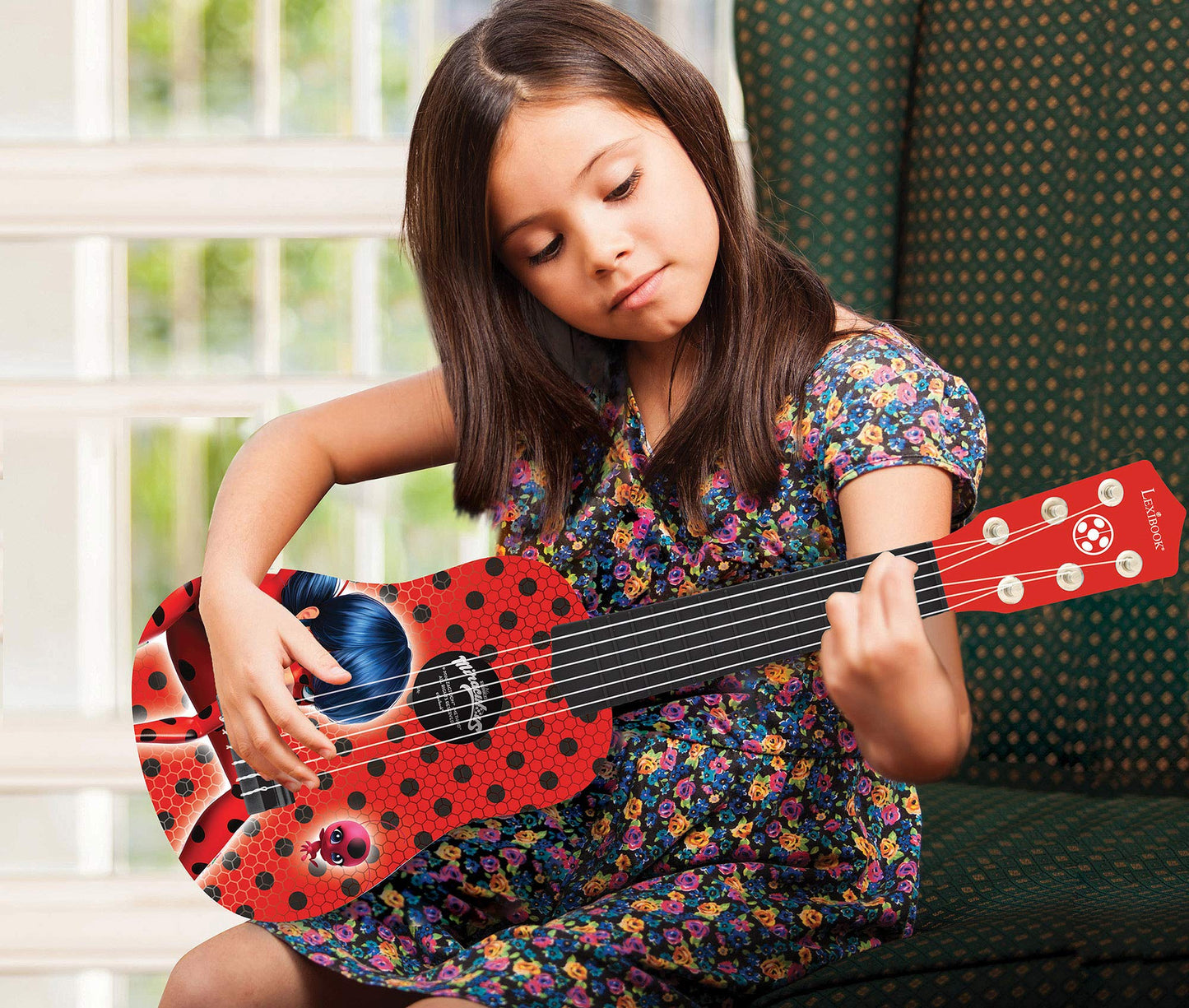 LEXiBOOK Miraculous Ladybug My First Guitar for Kids – 21'', 6 Nylon Strings, Guide Included