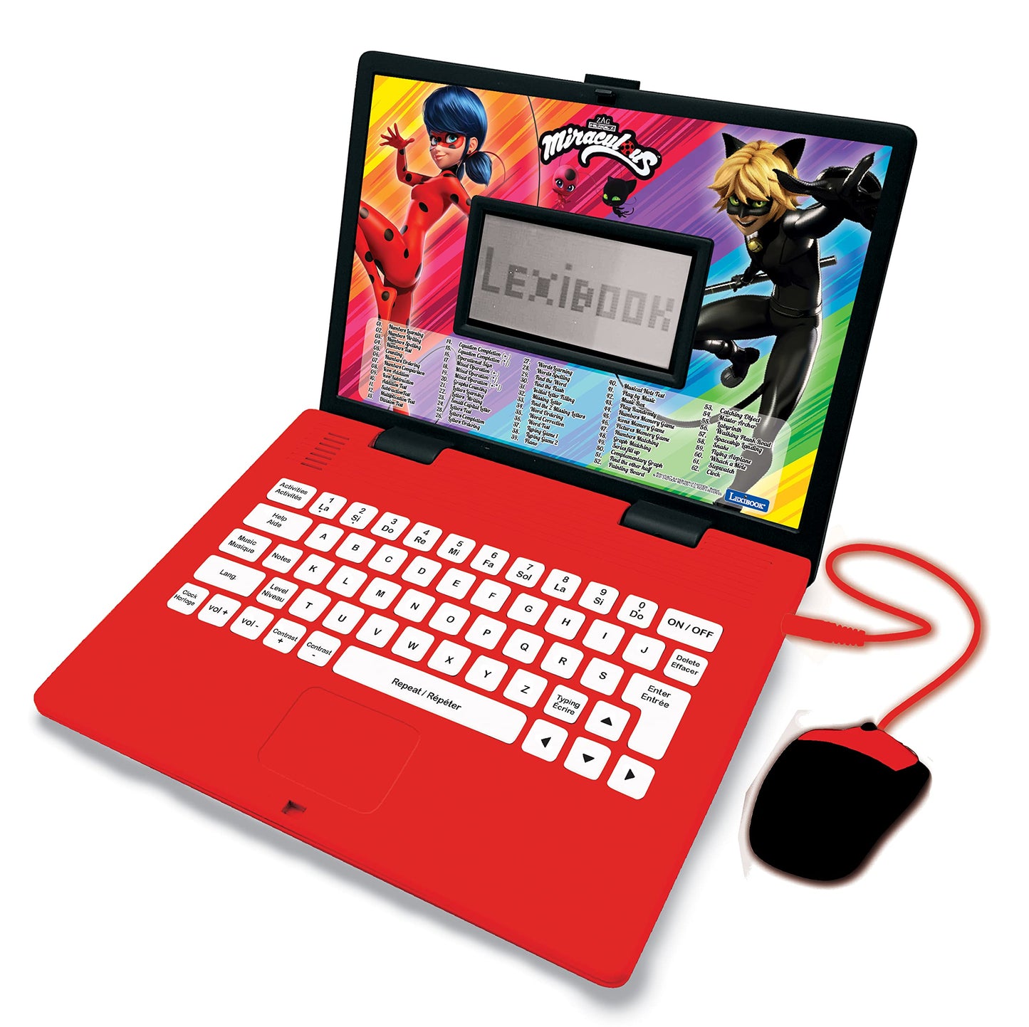 LEXiBOOK Miraculous: Educational Bilingual Laptop for Kids – English/Spanish with 124 Activities