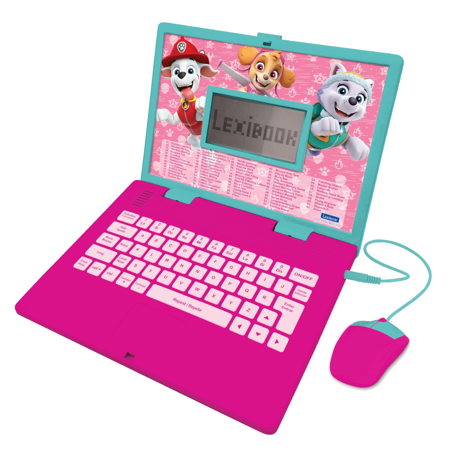 Lexibook Paw Patrol Bilingual Educational Laptop – 124 Activities in English & Spanish, Pink