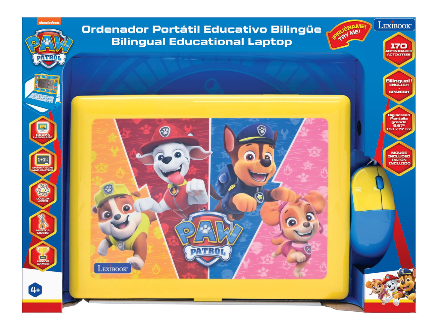 Lexibook Paw Patrol Bilingual Educational Laptop - English/Spanish, 170 Activities, 6.67-inch Screen
