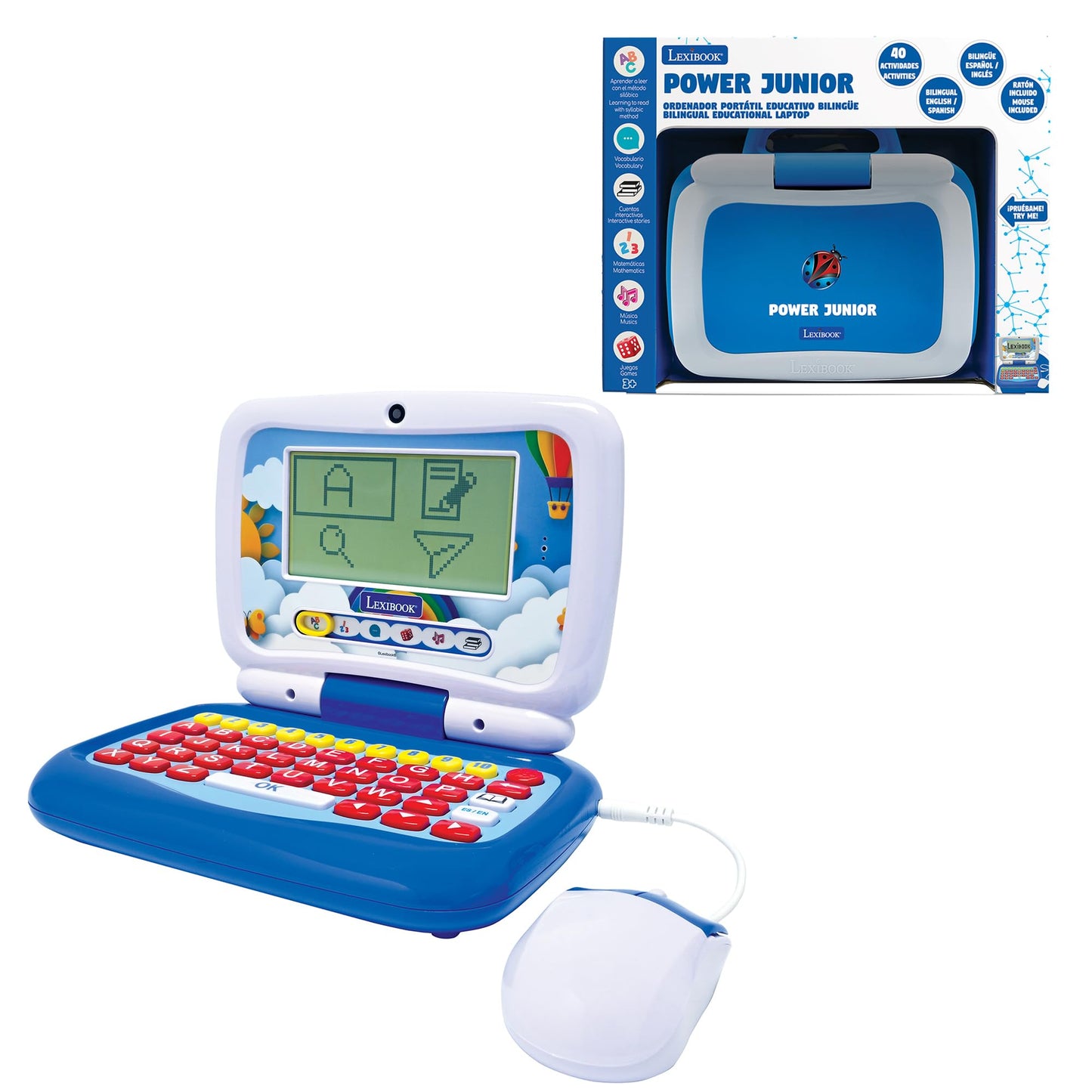 Lexibook Power Junior: Bilingual English/Spanish Educational Laptop with 40 Activities