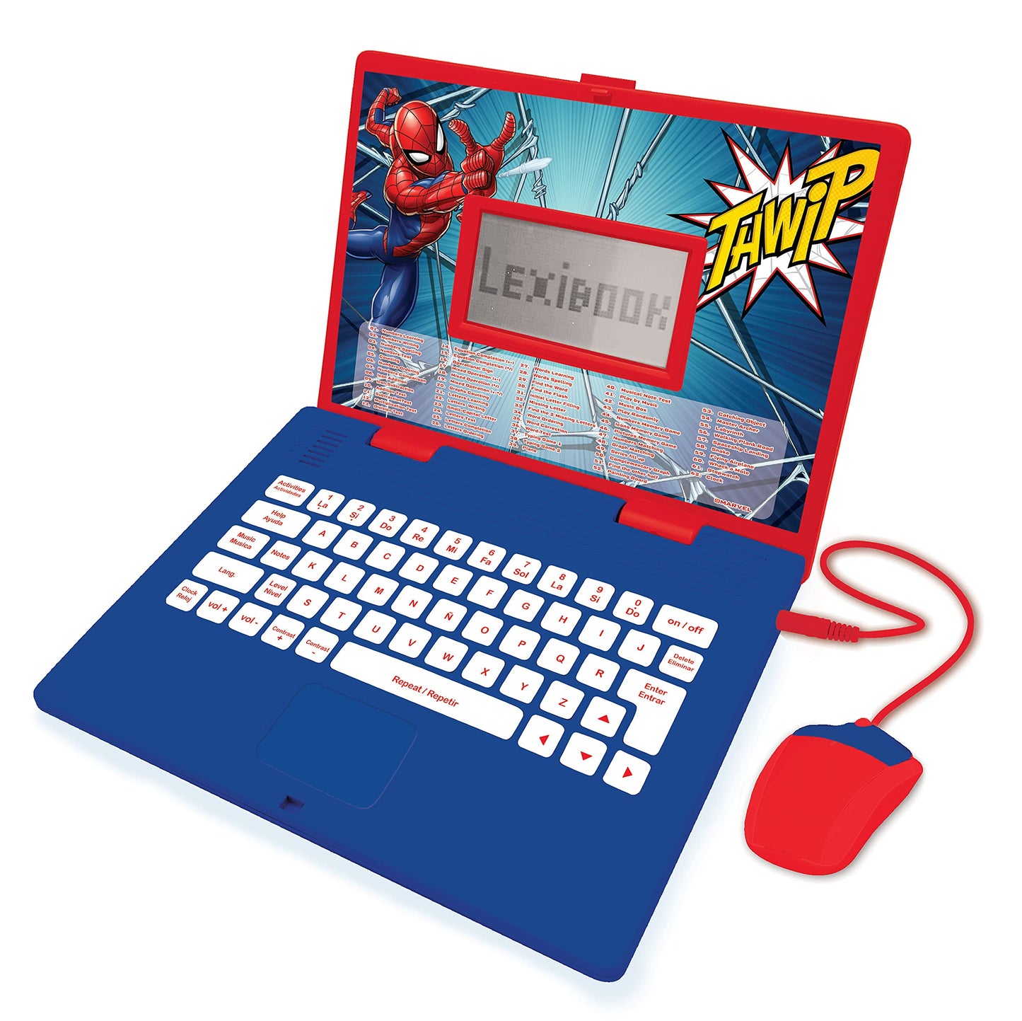 LEXiBOOK Spider-Man Educational Laptop – Bilingual Spanish/English Kid Toy with 124 Activities