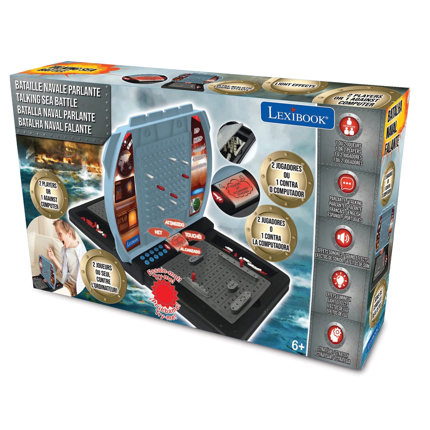 Lexibook Talking Sea Battle – Interactive 1-2 Player Electronic Naval Battle Game
