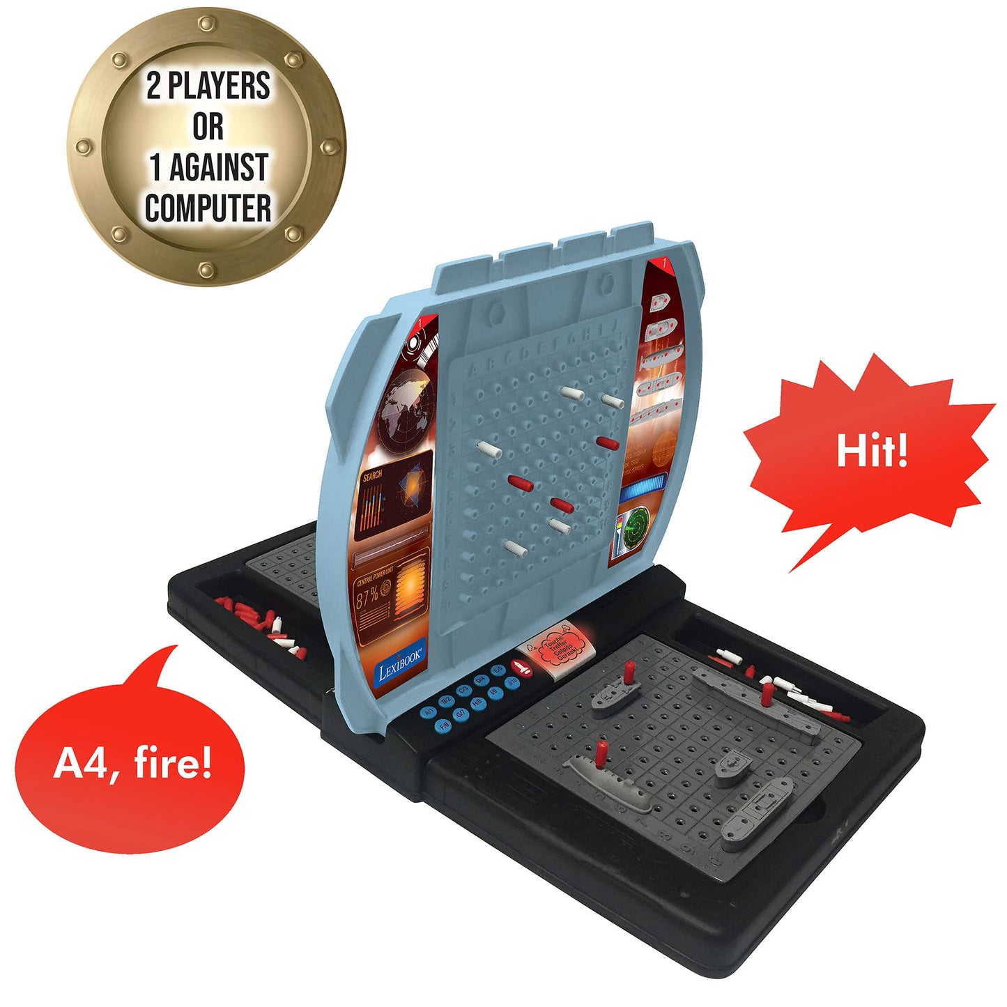Lexibook Talking Sea Battle – Interactive 1-2 Player Electronic Naval Battle Game