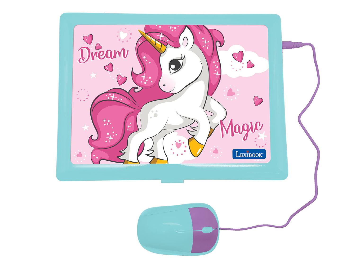 LEXiBOOK Unicorn Educational Laptop | Bilingual Spanish/English, 124 Activities