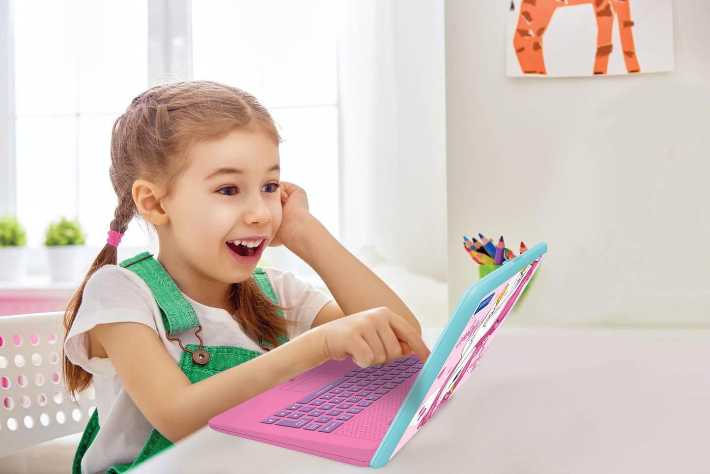 LEXiBOOK Unicorn Educational Laptop | Bilingual Spanish/English, 124 Activities
