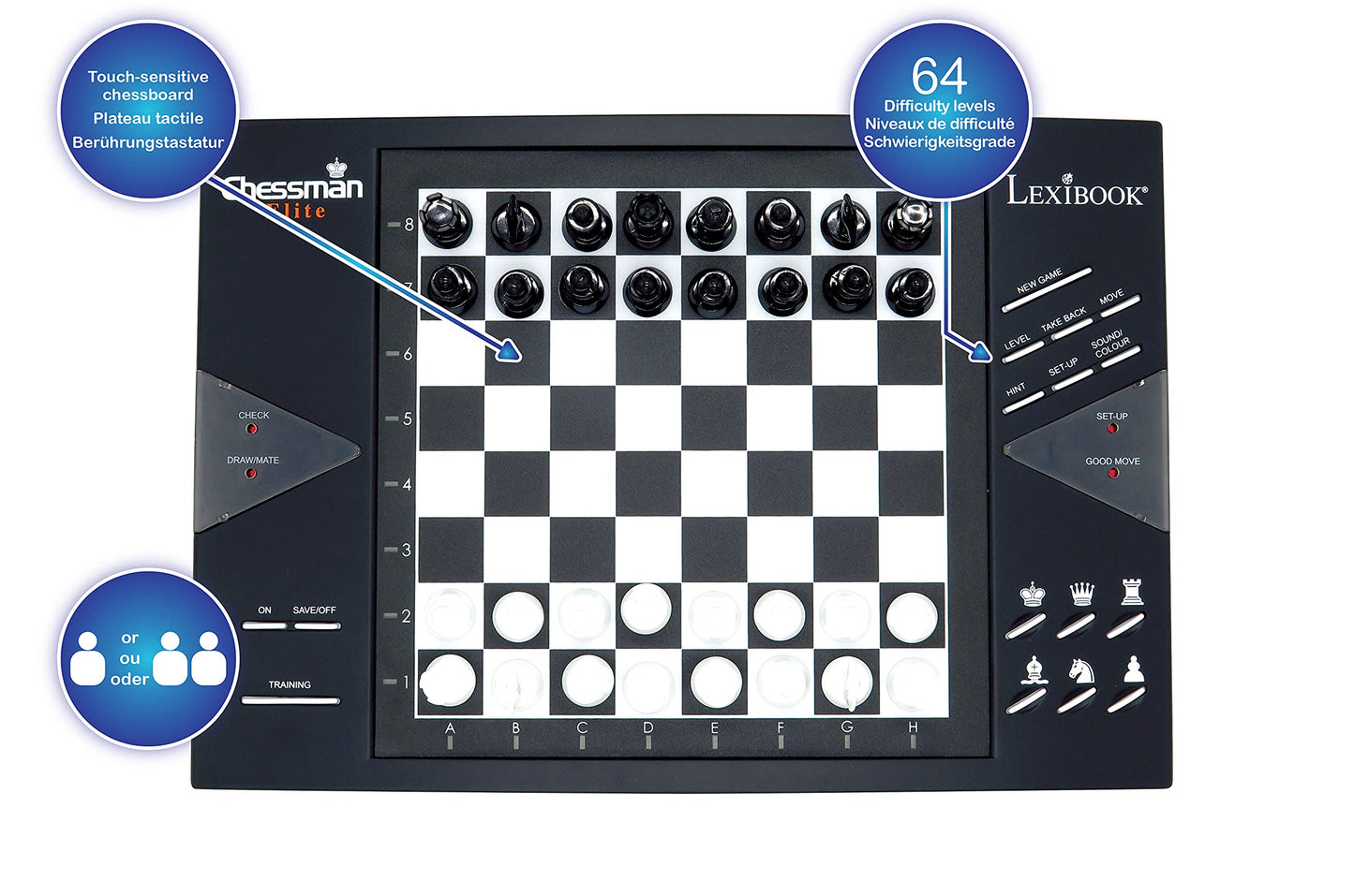 LexiBOOK Chessman Elite – Interactive Chess Game with 64 Levels, LED Moves, 2-Player or Computer