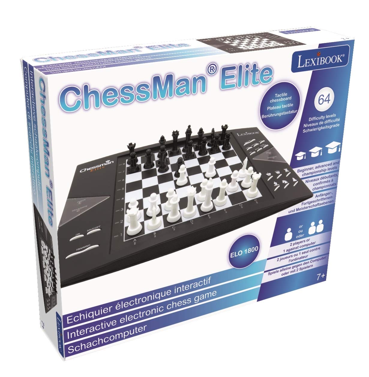 LexiBOOK Chessman Elite – Interactive Chess Game with 64 Levels, LED Moves, 2-Player or Computer