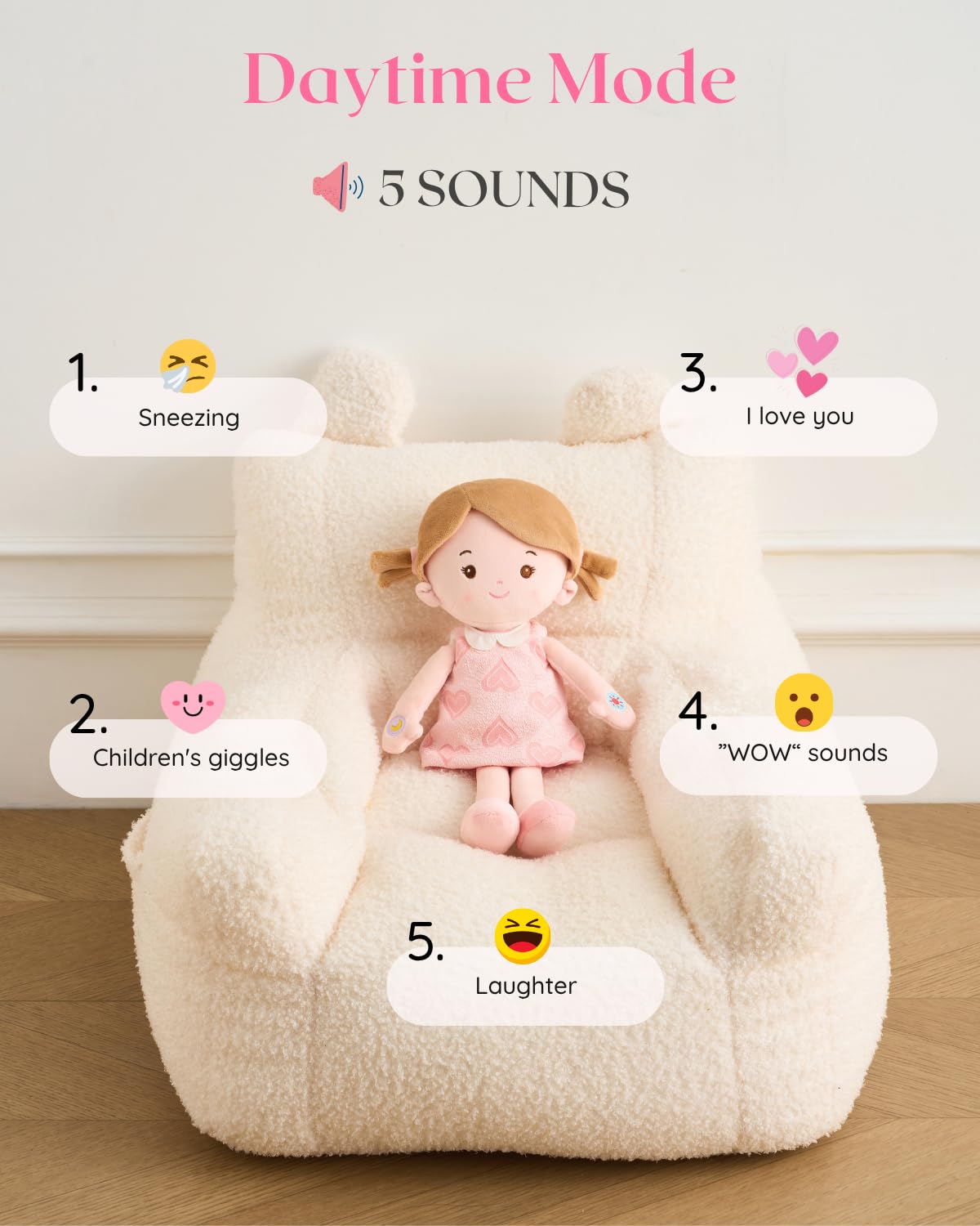 LeyaDoll 12'' Soft Baby Doll – Interactive Talking Doll with Lullaby Songs & 5 Expressions for Toddlers