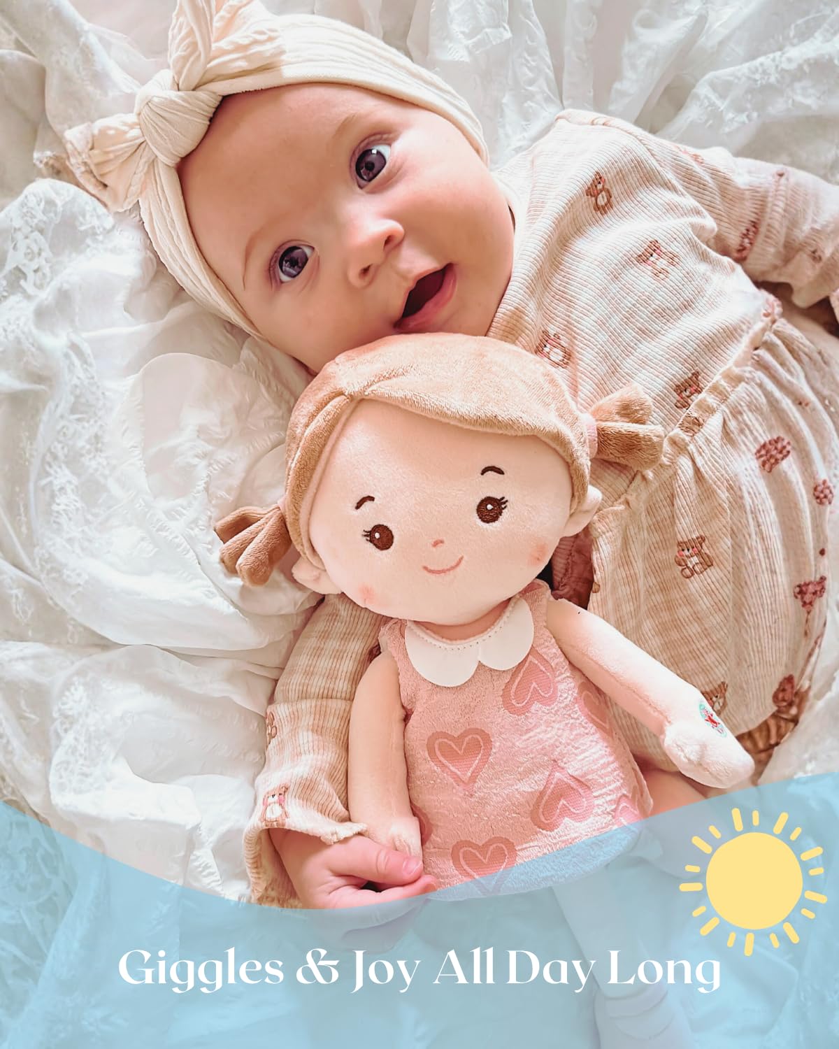 LeyaDoll 12'' Soft Baby Doll – Interactive Talking Doll with Lullaby Songs & 5 Expressions for Toddlers