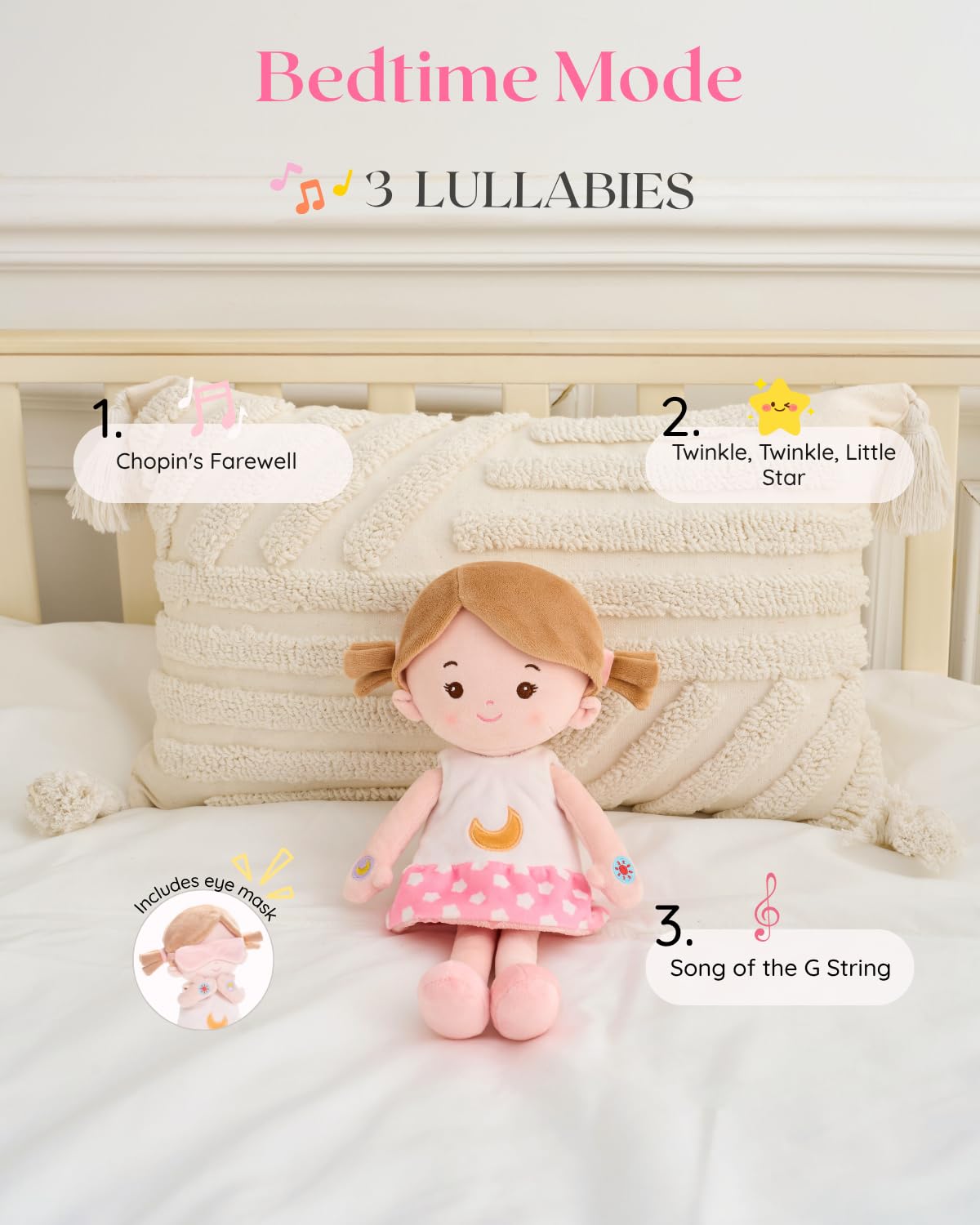 LeyaDoll 12'' Soft Baby Doll – Interactive Talking Doll with Lullaby Songs & 5 Expressions for Toddlers