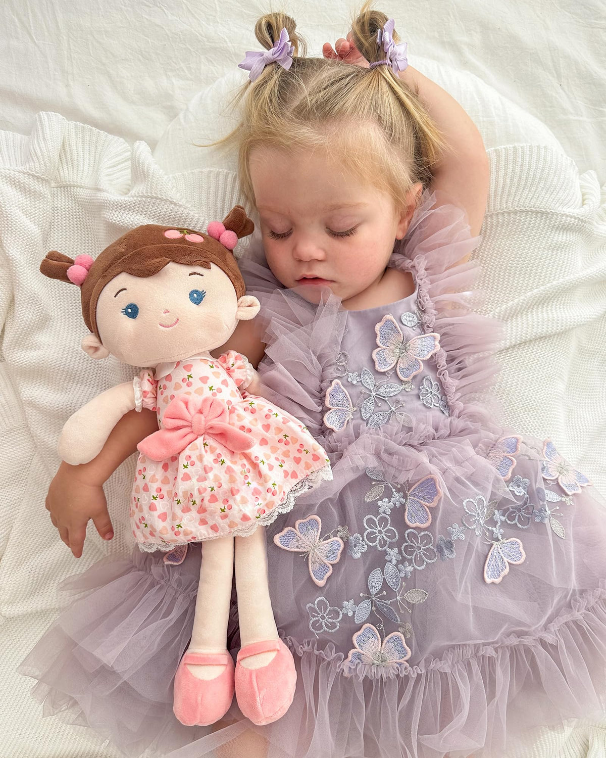 LeyaDoll Soft Baby Doll Toys (16-inch) – My First Rag Doll for 1 Year-Old Girls (Cherry)
