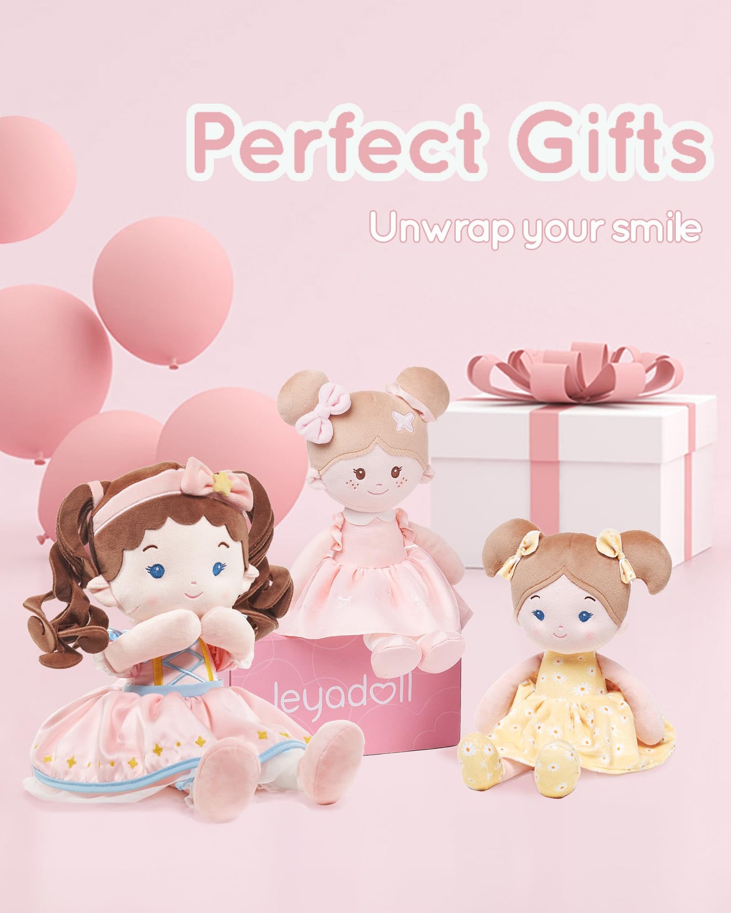 LeyaDoll Soft Baby Doll Toys (16'') - My First Rag Doll for 1 Year Old Girls | Princess Twinkle Plush Gift
