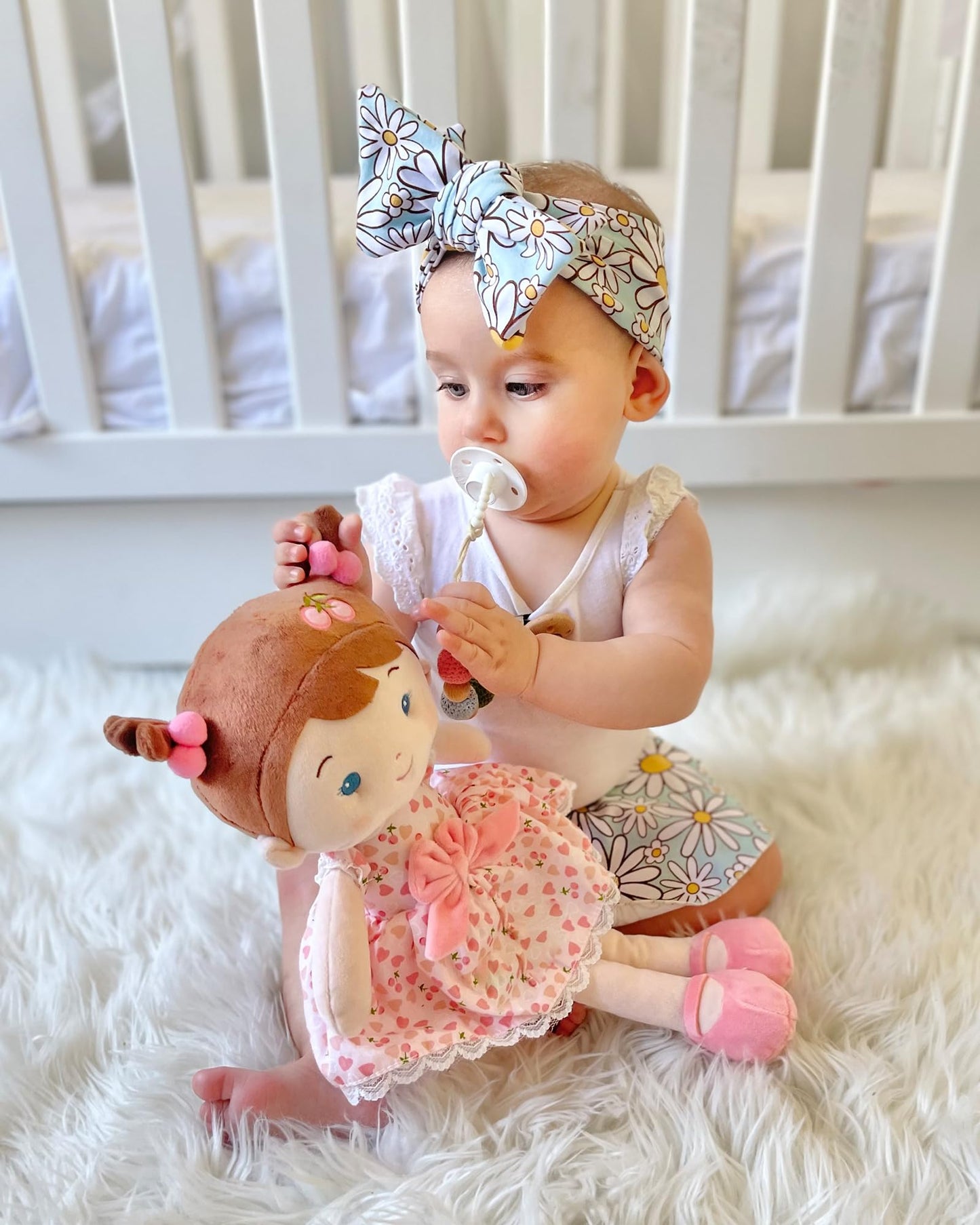 LeyaDoll Soft Baby Doll Toys (16-inch) – My First Rag Doll for 1 Year-Old Girls (Cherry)