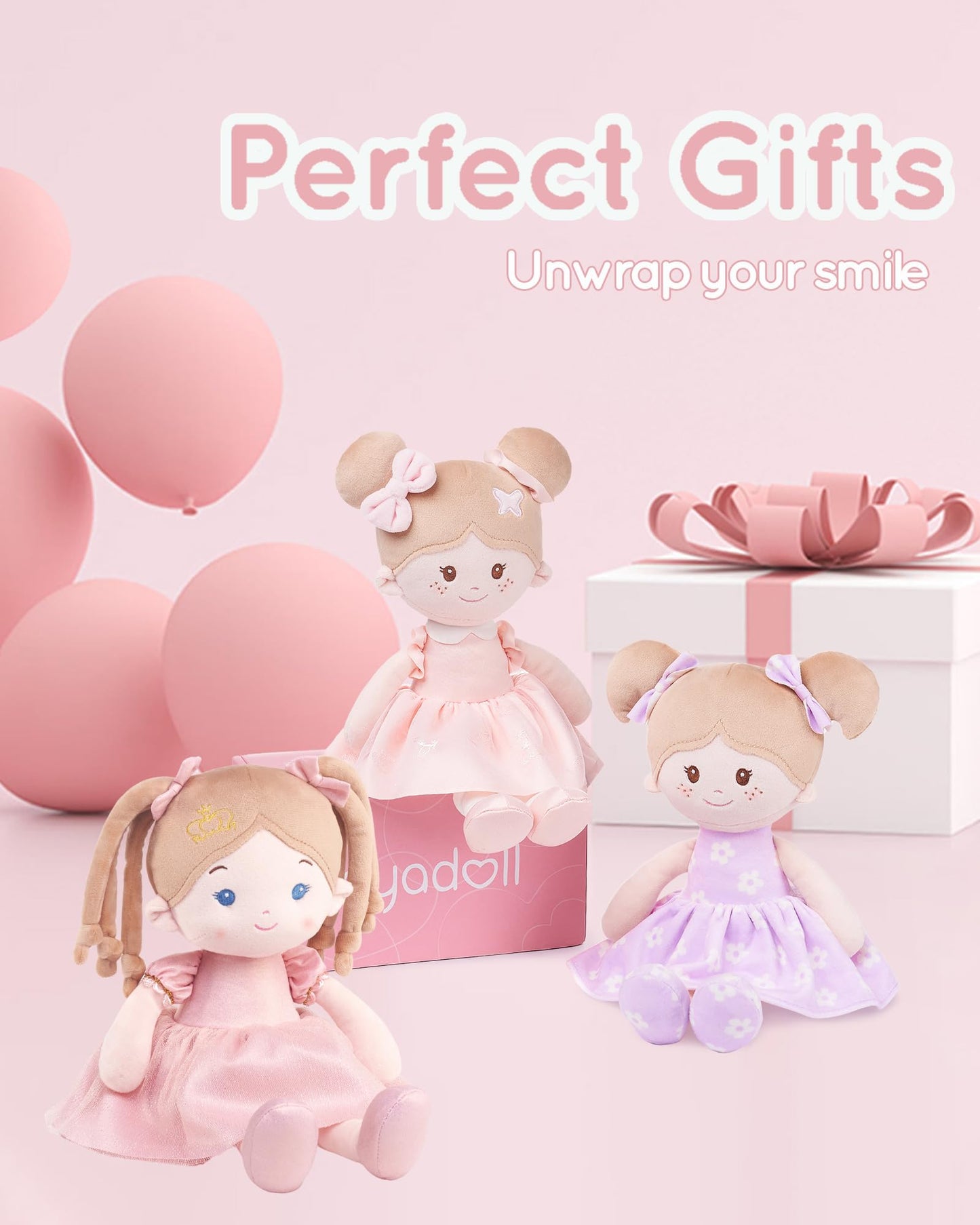 LeyaDoll Soft Baby Doll Toys (16-inch) | My First Rag Doll for Toddlers – Coral Princess