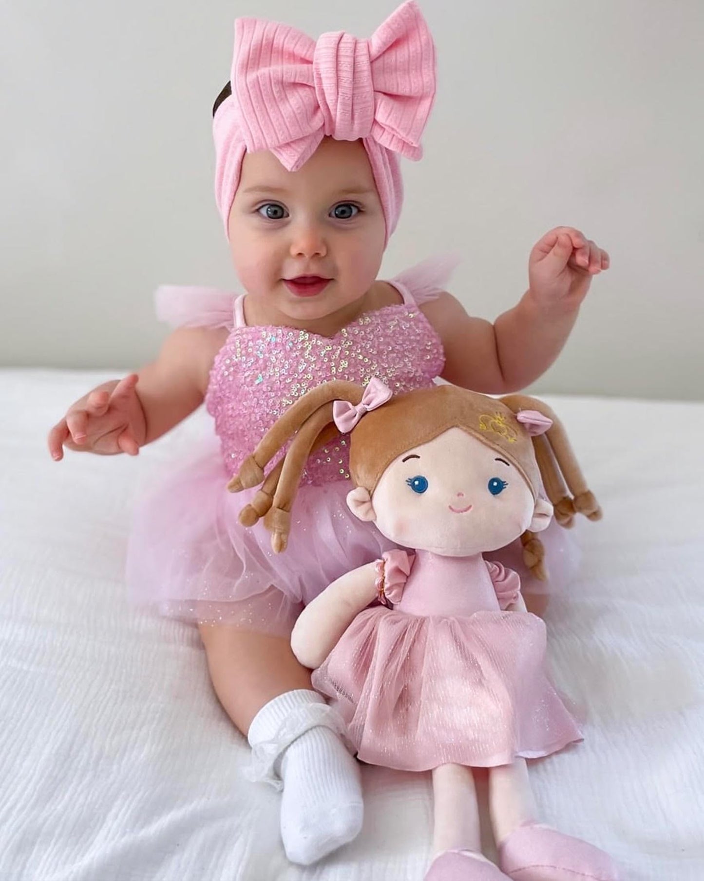 LeyaDoll Soft Baby Doll Toys (16-inch) | My First Rag Doll for Toddlers – Coral Princess