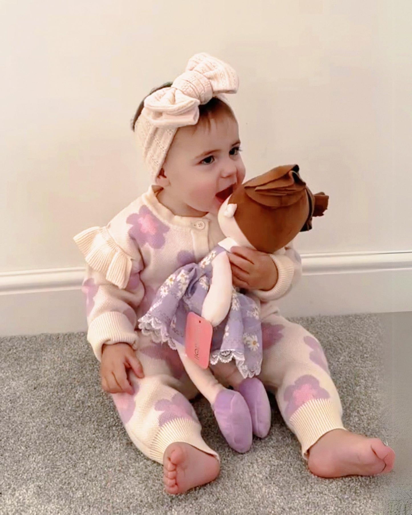 LeyaDoll Soft Baby Doll Toy 16-Inch – My First Rag Doll (Daisy Girl, Light Purple)