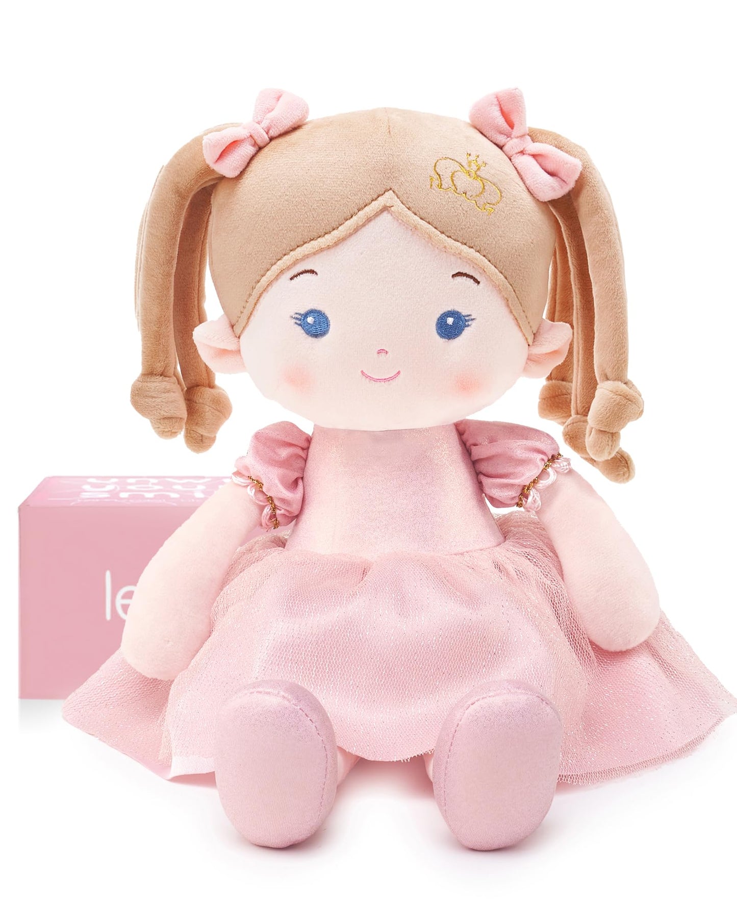 LeyaDoll Soft Baby Doll Toys (16-inch) | My First Rag Doll for Toddlers – Coral Princess
