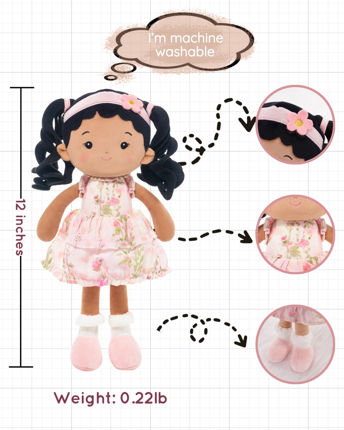 LeyaDoll Soft Baby Doll Toys (12inch) | My First Rag Doll for Toddlers & Gift-Ready
