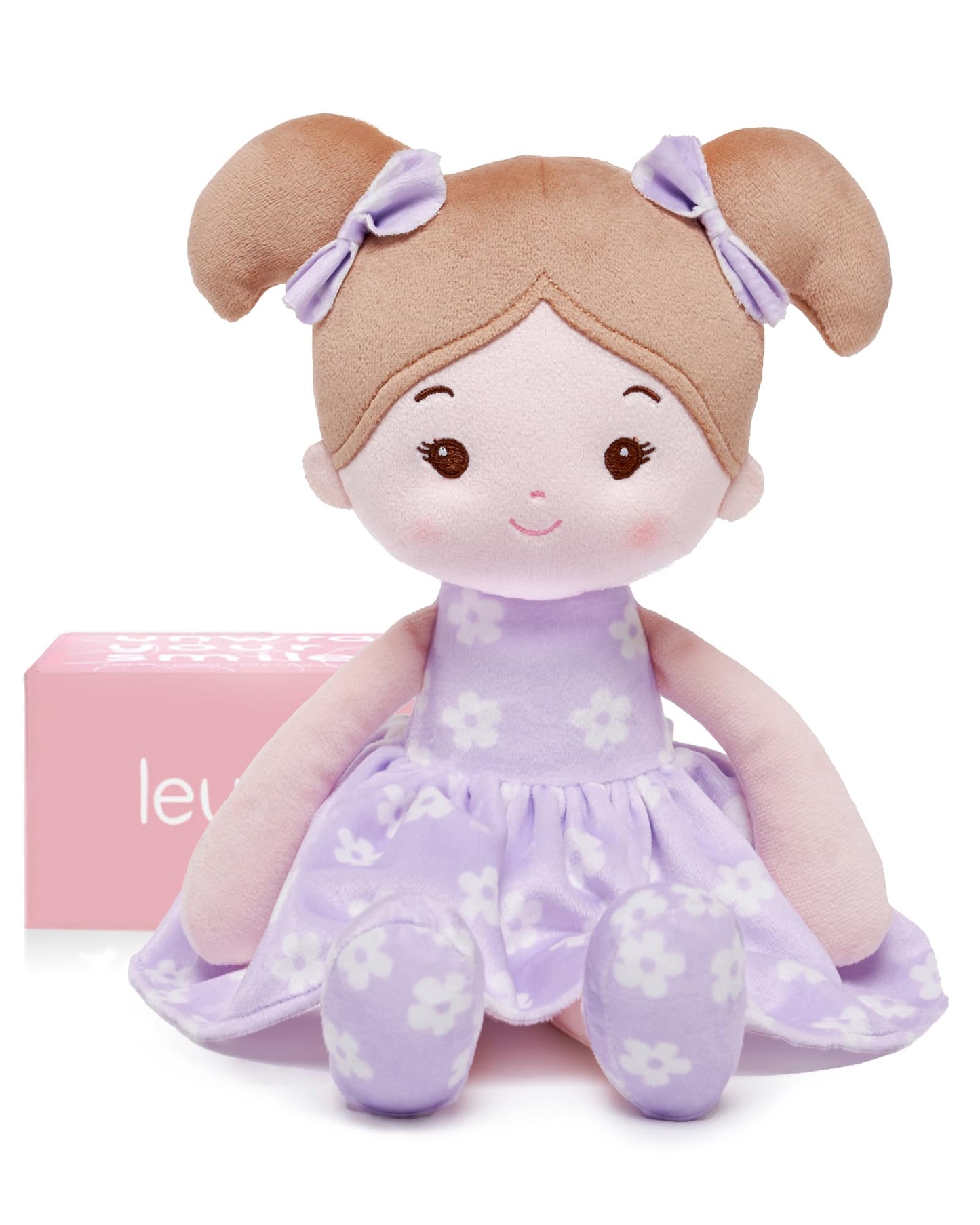 LeyaDoll Soft Baby Doll Toys (12 inches) FloraBelle Purple – Rag Doll for Toddlers & Infants