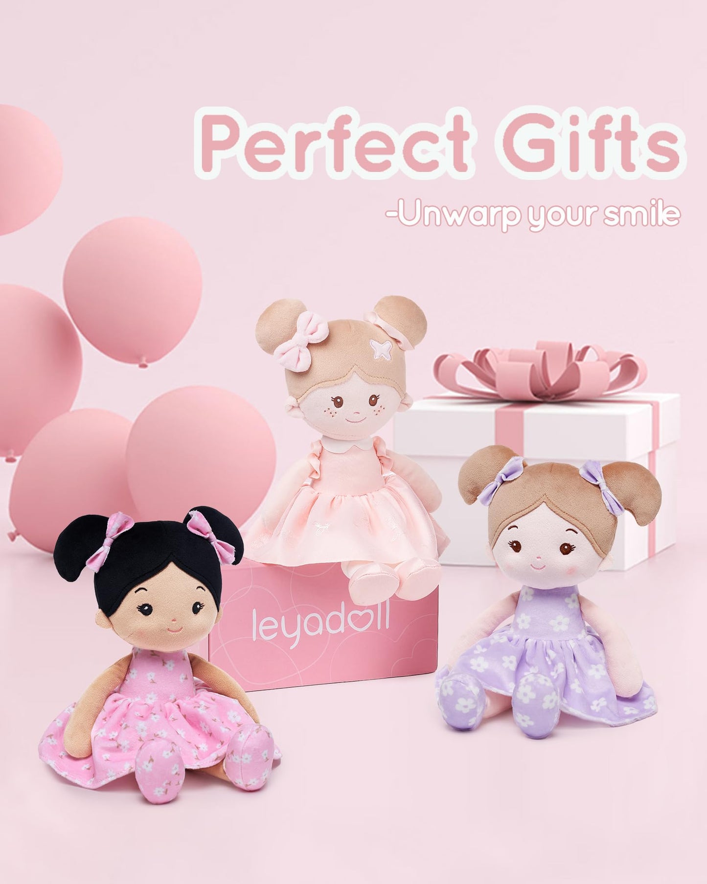 LeyaDoll Soft Baby Doll Toys (12 inches) FloraBelle Purple – Rag Doll for Toddlers & Infants