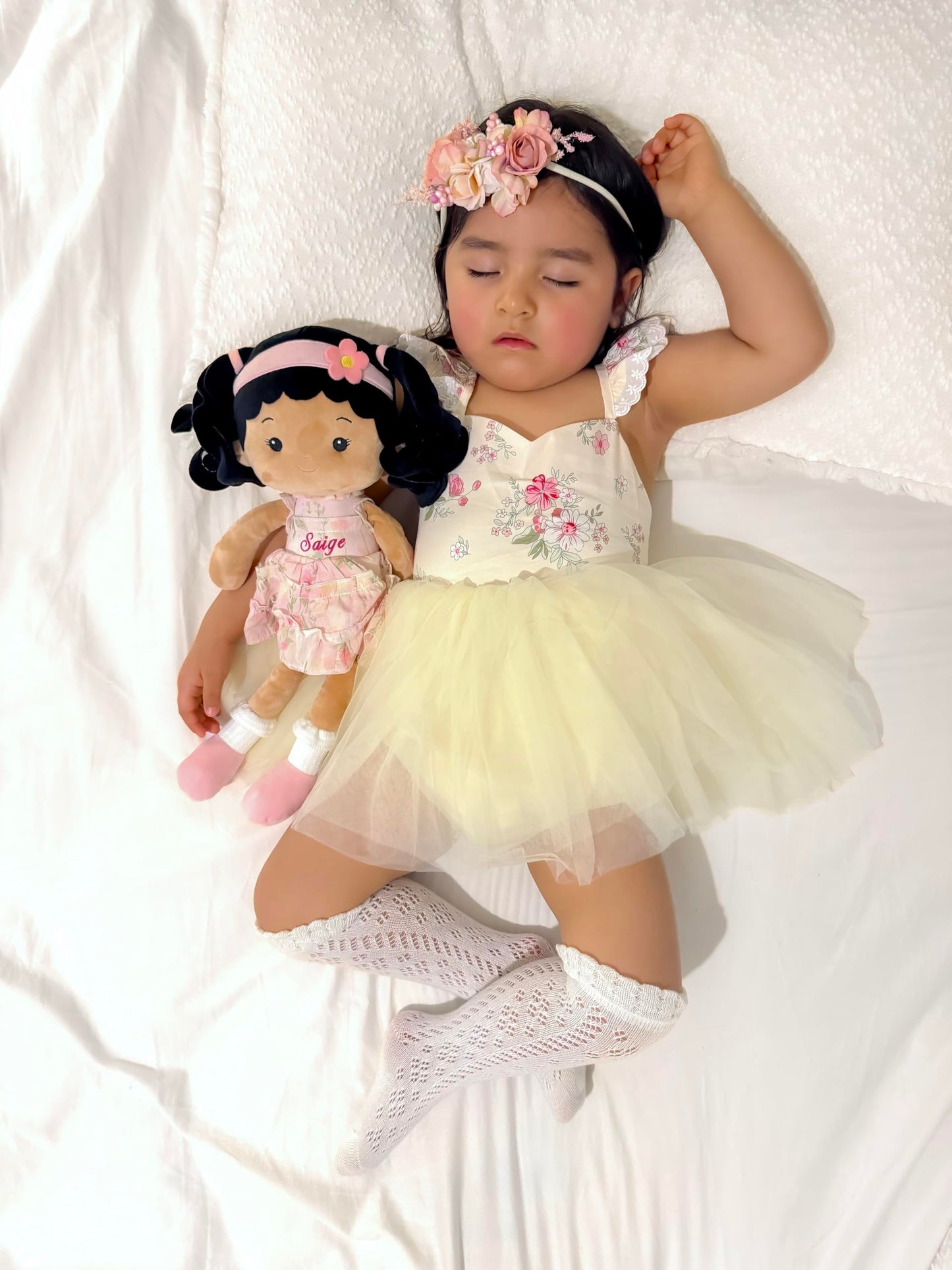 LeyaDoll Soft Baby Doll Toys (16'') – My First Rag Doll for 1 Year-Old Girls | Princess Petal