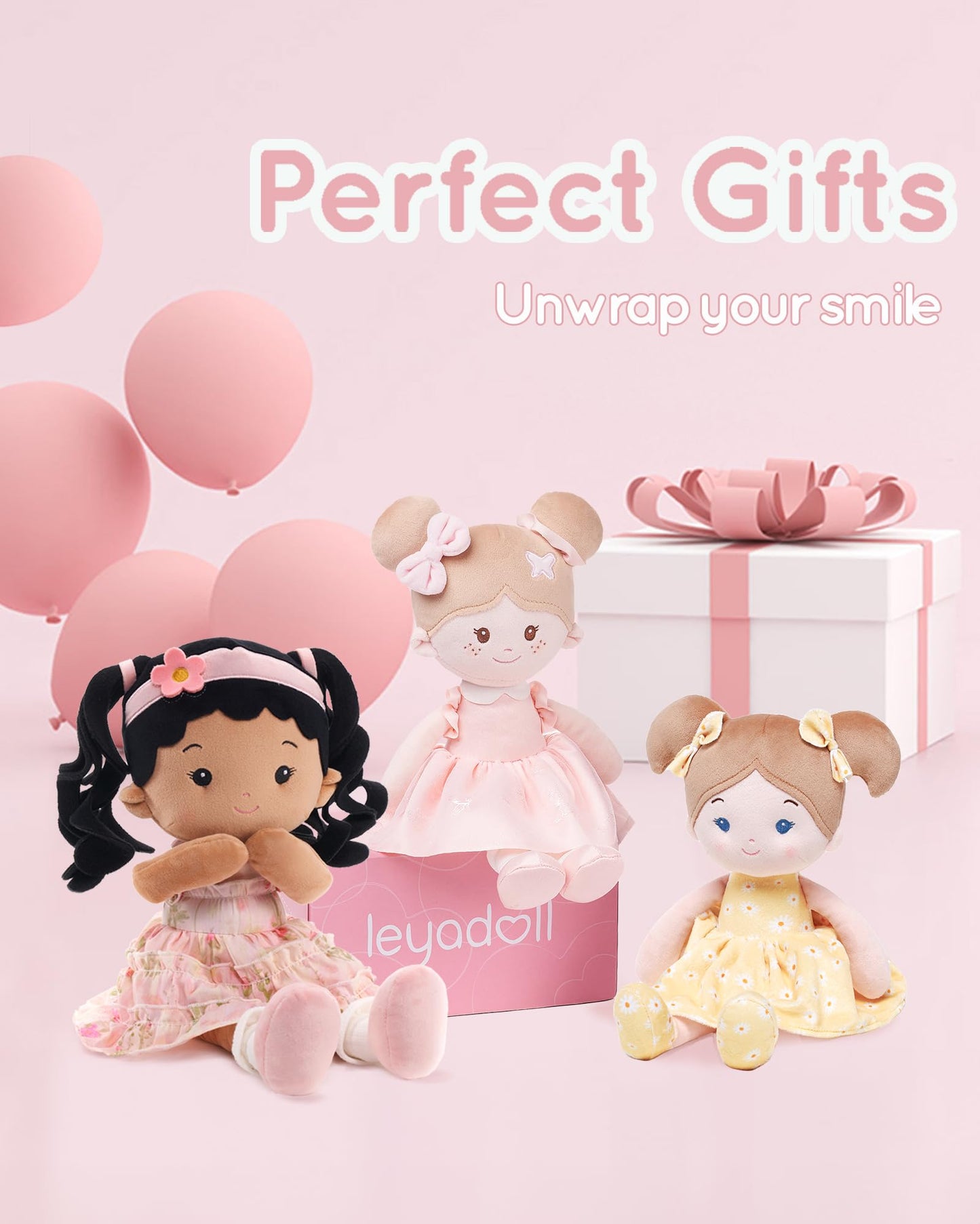 LeyaDoll Soft Baby Doll Toys (16'') – My First Rag Doll for 1 Year-Old Girls | Princess Petal