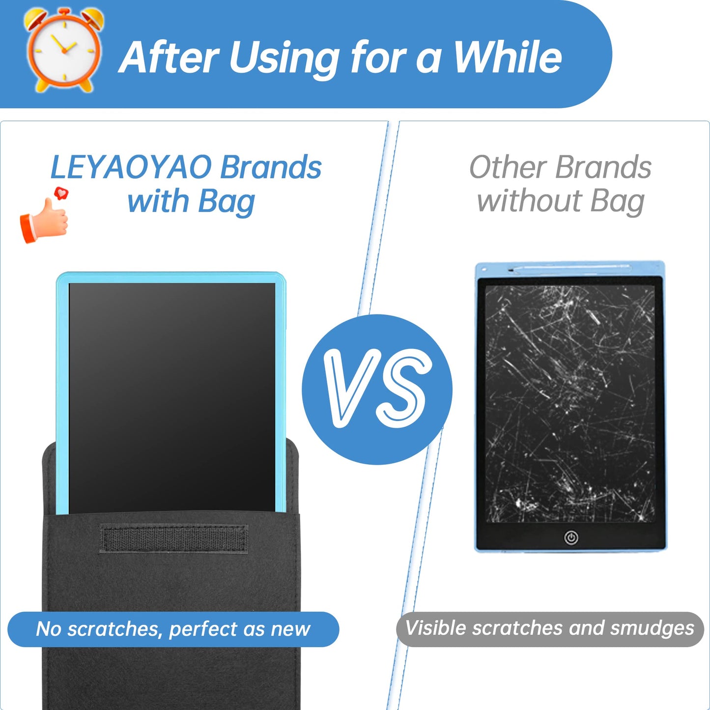 LEYAOYAO 10-Inch LCD Writing Tablet for Kids – Doodle Pad with Protect Bag (Blue)