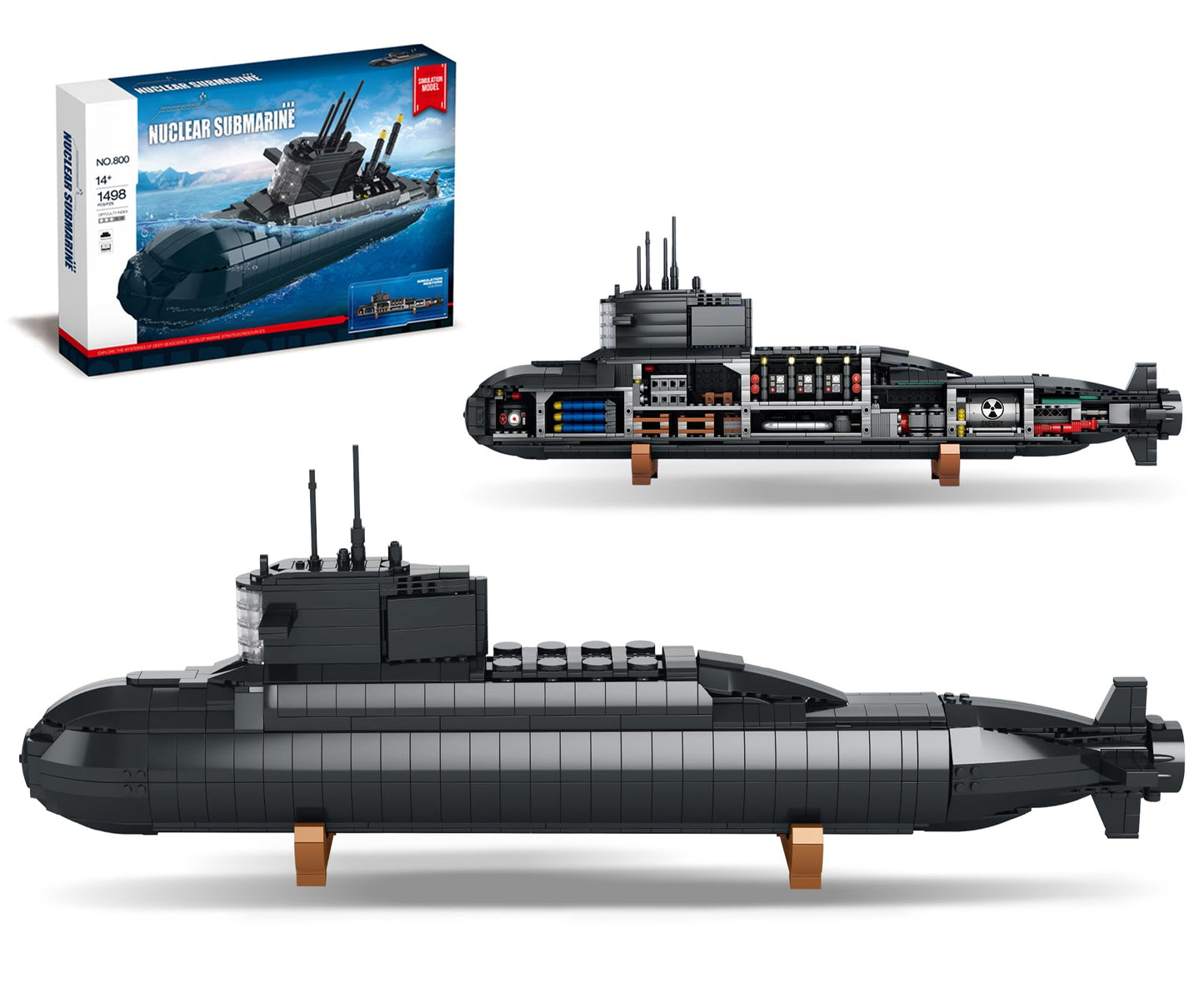 Leyic Nuclear Submarine Building Set – 1498-Piece Toy with Lights | Military Model for Home or Office Display