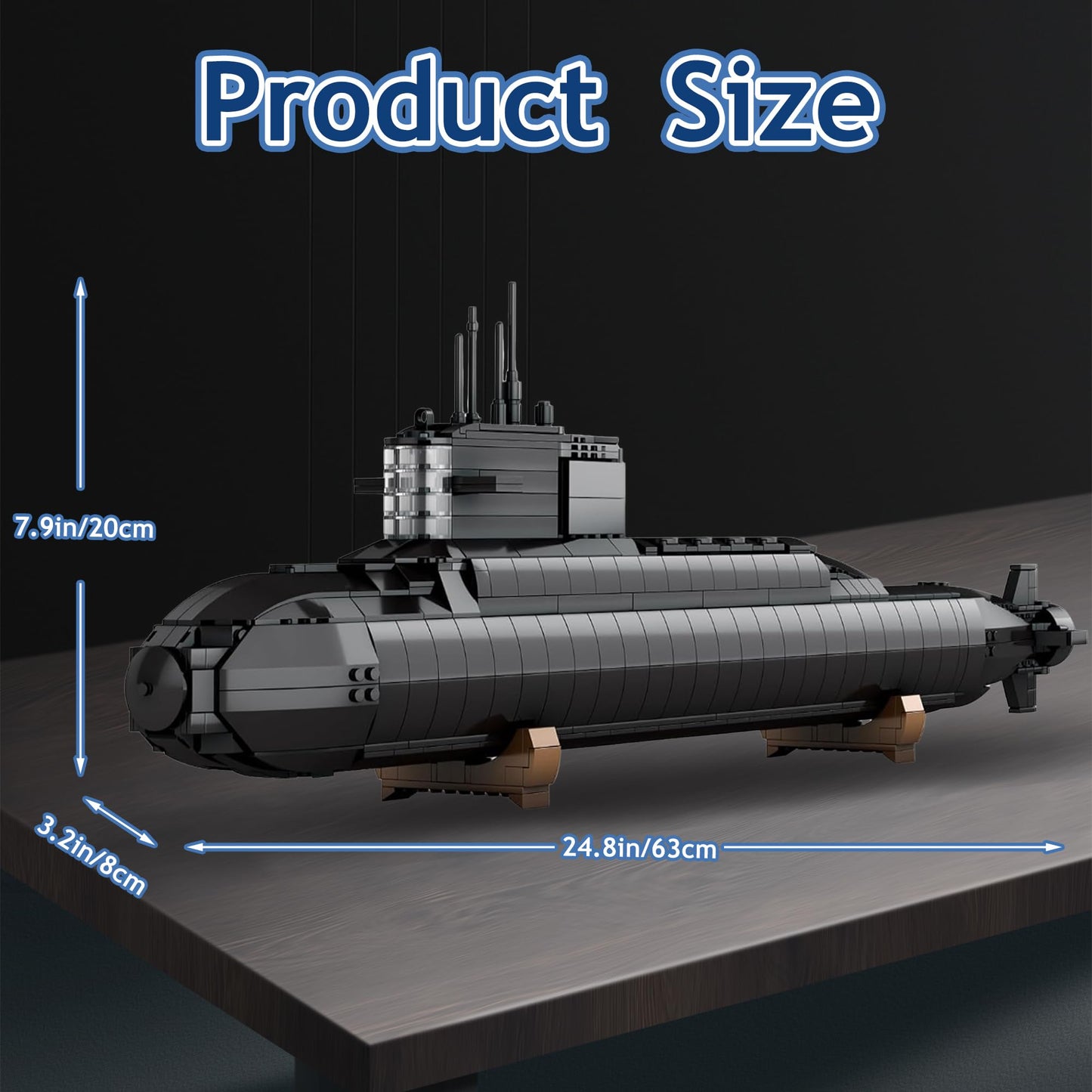 Leyic Nuclear Submarine Building Set – 1498-Piece Toy with Lights | Military Model for Home or Office Display