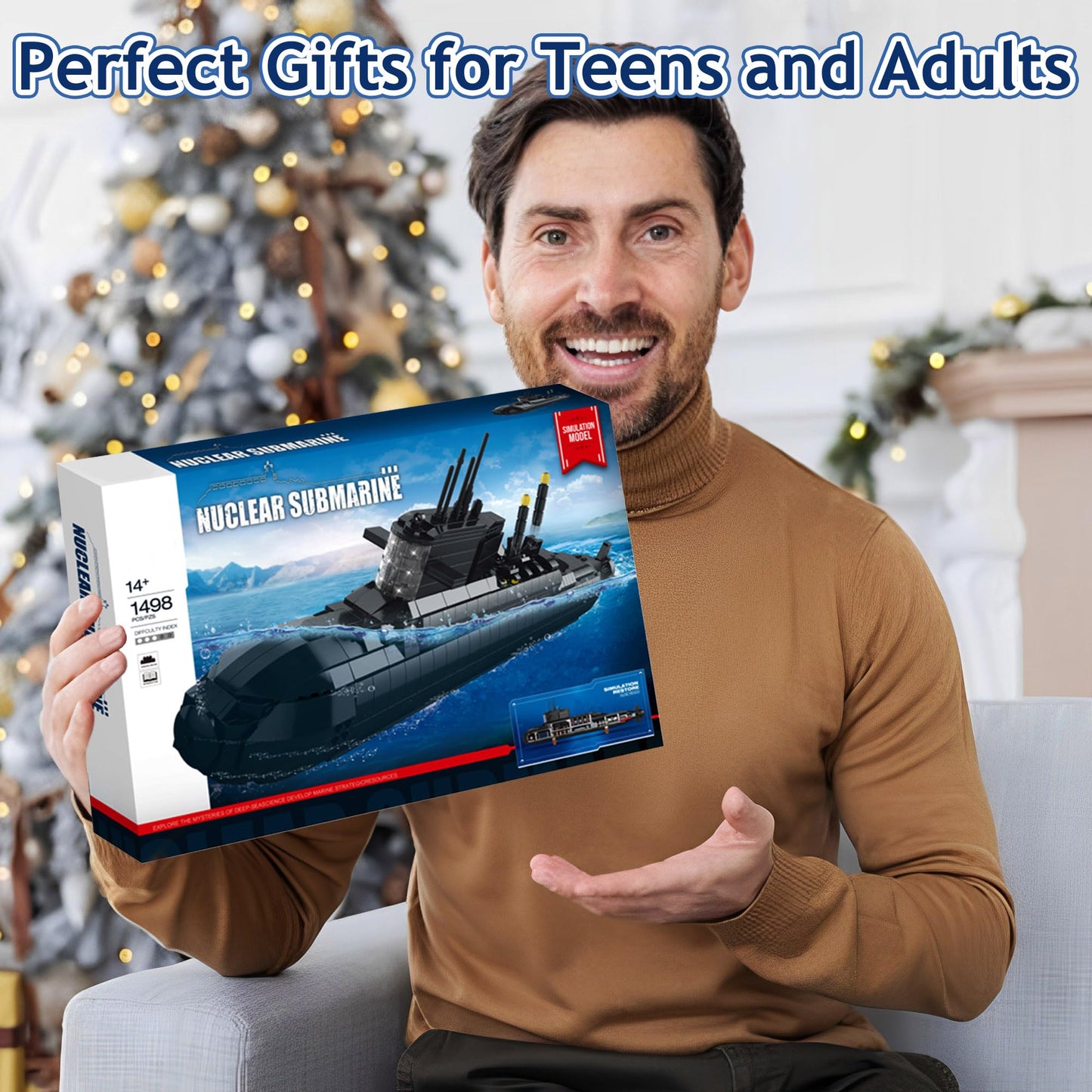 Leyic Nuclear Submarine Building Set – 1498-Piece Toy with Lights | Military Model for Home or Office Display