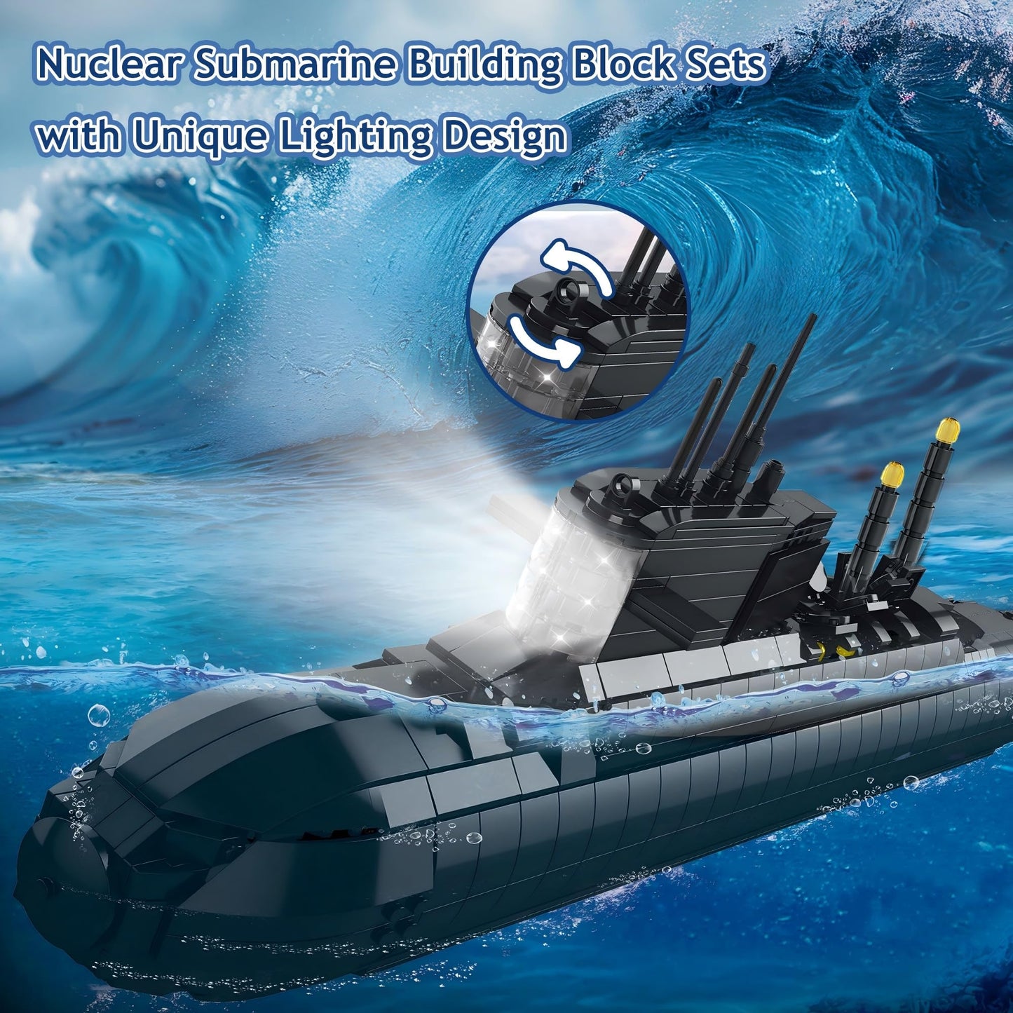 Leyic Nuclear Submarine Building Set – 1498-Piece Toy with Lights | Military Model for Home or Office Display