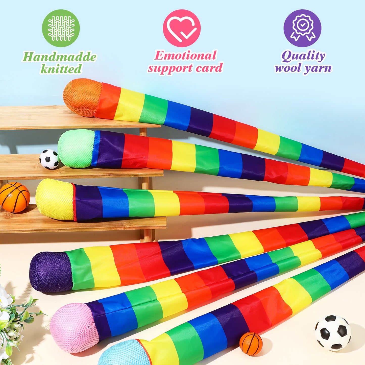 Leyndo 12-Piece 35-Inch Rainbow Tail Throw & Catch Balls | Soft Fabric Meteor Balls for Indoor & Outdoor Fun