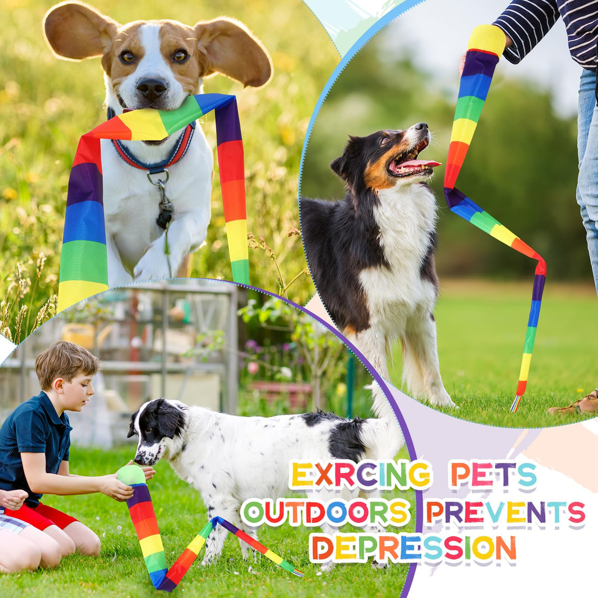 Leyndo 12-Piece 35-Inch Rainbow Tail Throw & Catch Balls | Soft Fabric Meteor Balls for Indoor & Outdoor Fun