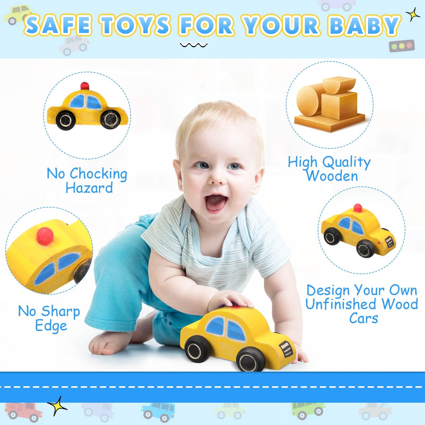 Leyndo 20 Pcs Small Wooden Cars to Paint for Kids – DIY Wood Car Craft Set