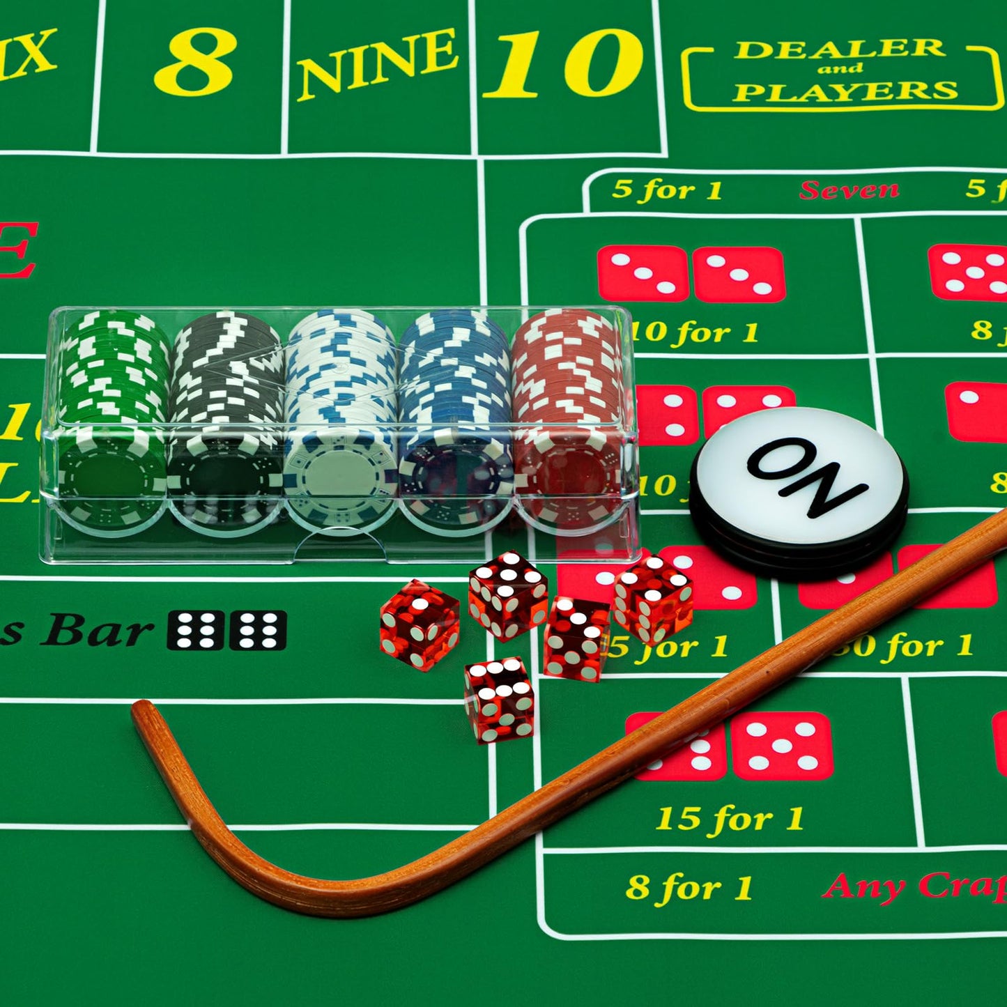 Leyndo Craps Tabletop Game Set – 36x72 Mat, 100 Chips, Dice, Puck & Case