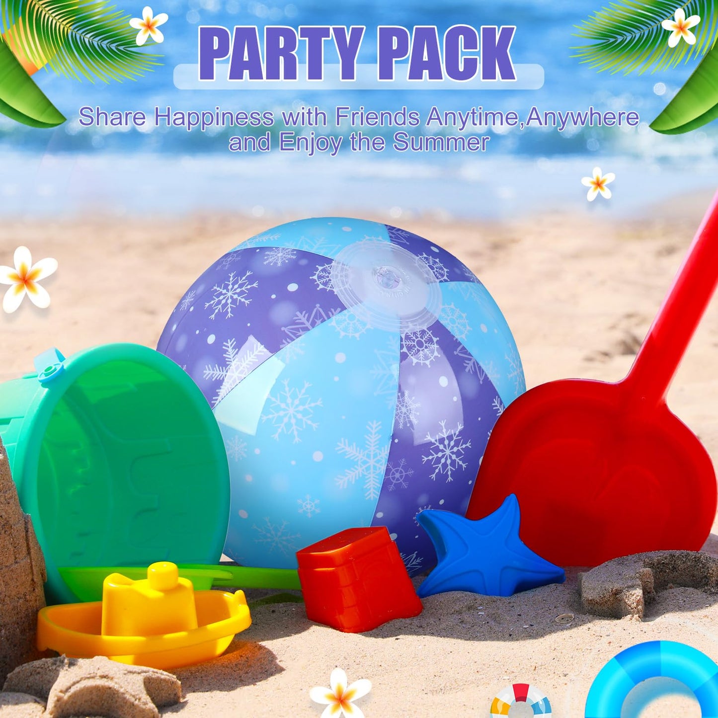 Leyndo 12 Pack Snowflake Beach Balls – 7.87-inch, Bulk Pool & Beach Toys
