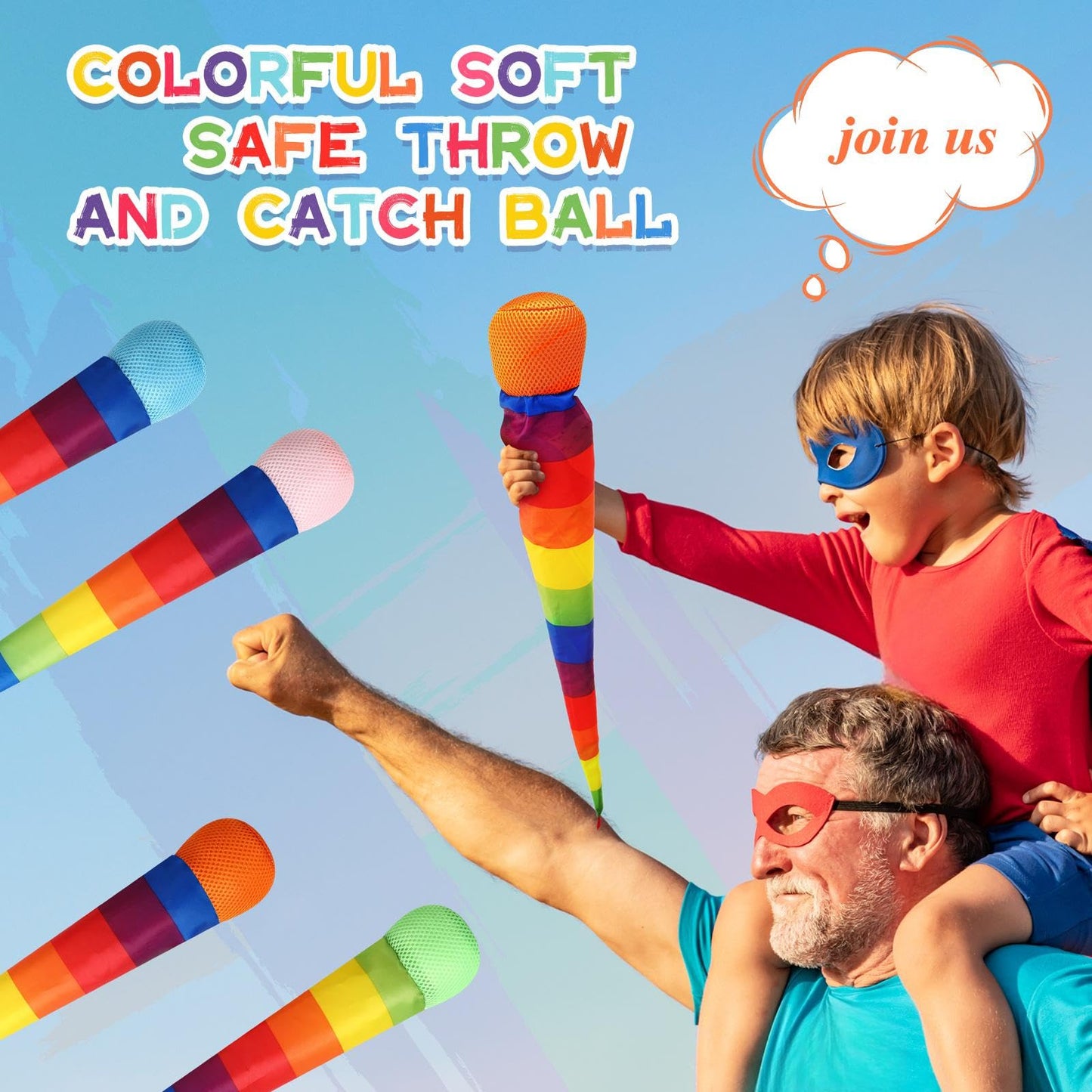 Leyndo 8-Piece 26-Inch Rainbow Tail Throw & Catch Balls – Colorful Comet Toys for School, Beach, and Outdoor Play