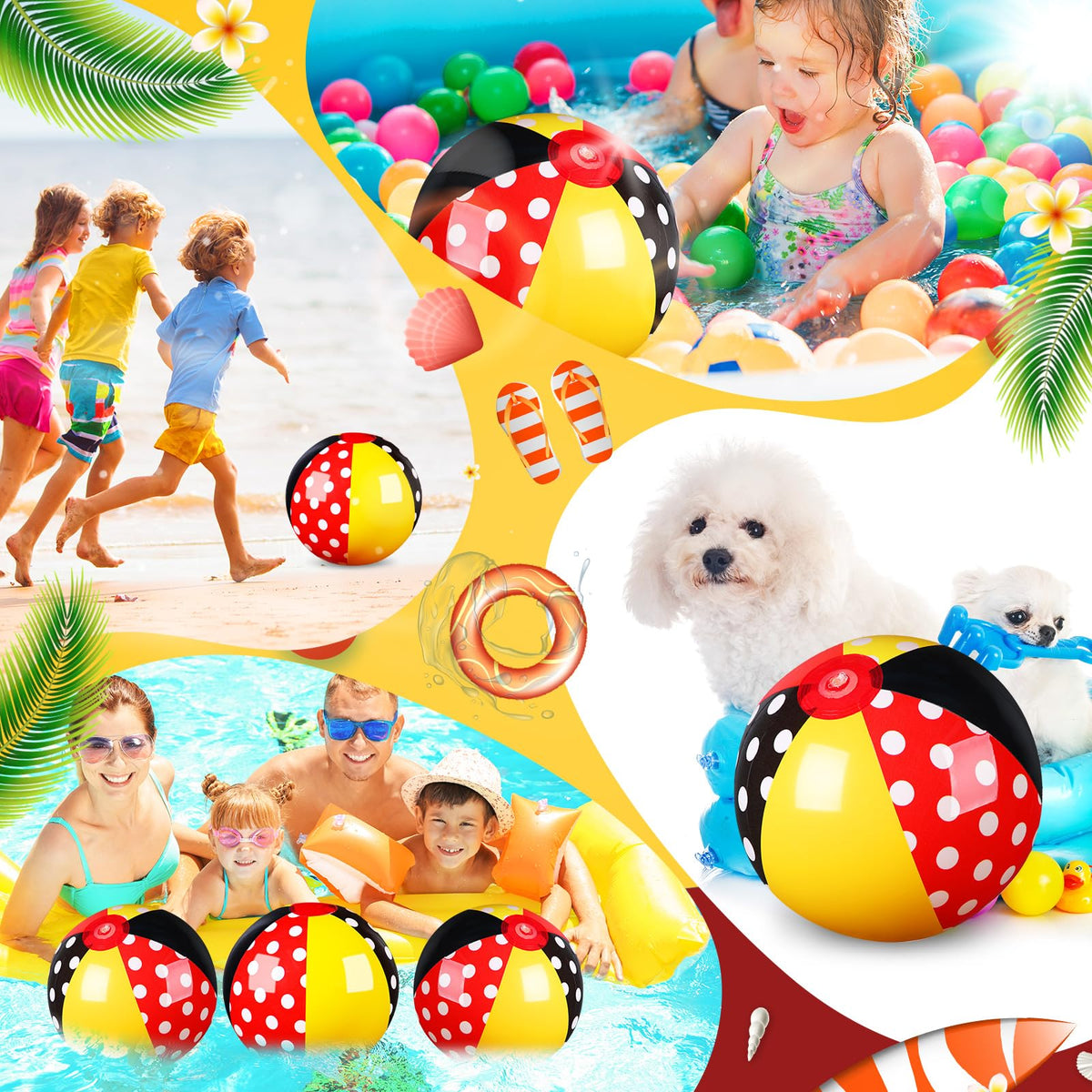 Leyndo 4 Pack Mouse Party Beach Balls – 7.87in Inflatable Pool Toys for Kids