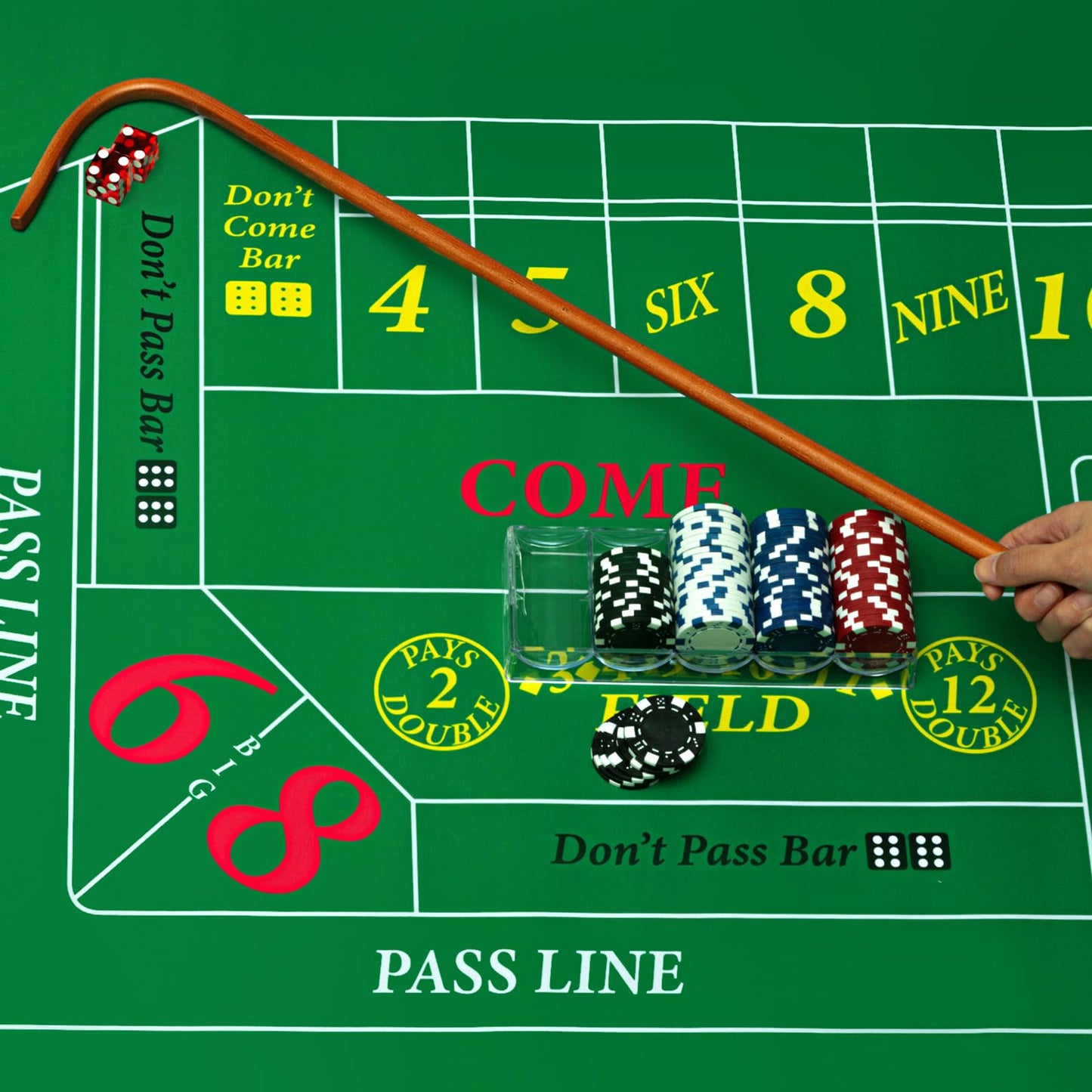 Leyndo Craps Tabletop Game Set – 36x72 Mat, 100 Chips, Dice, Puck & Case