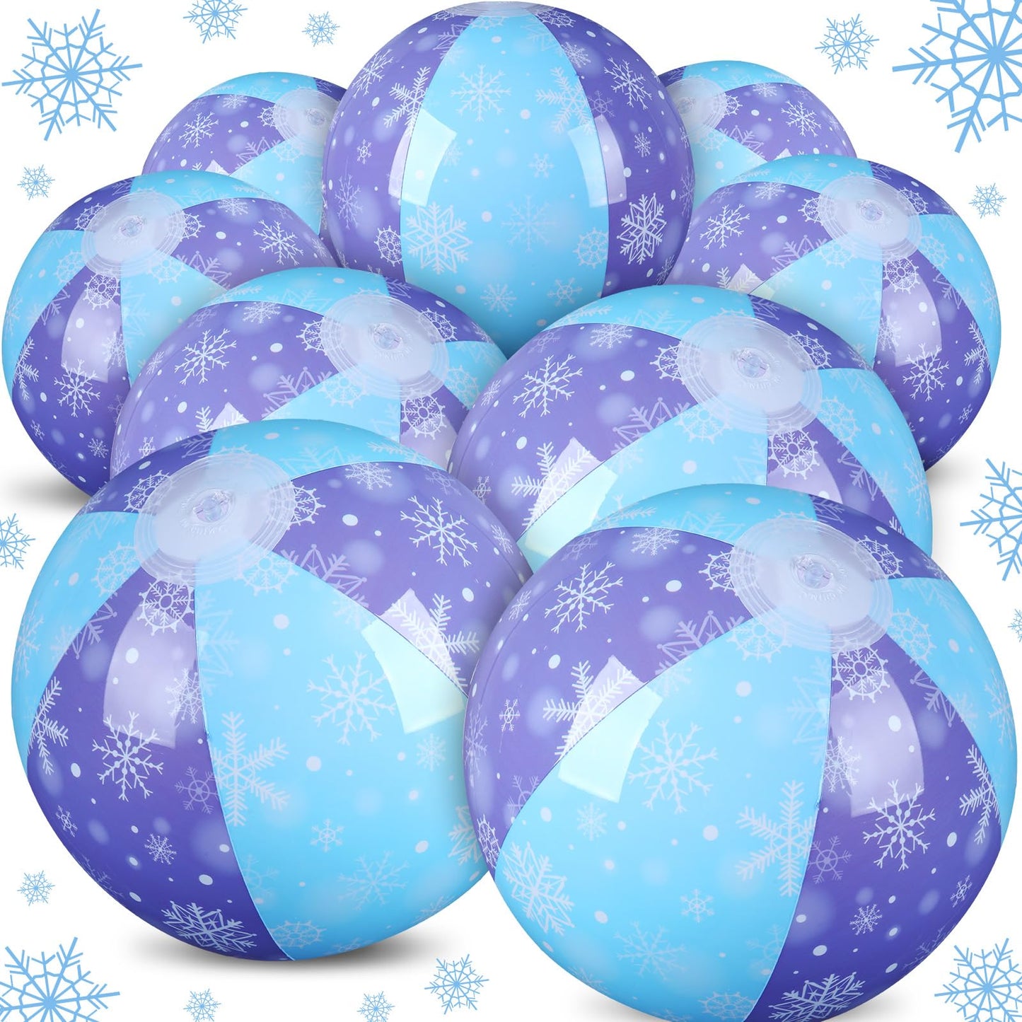 Leyndo 12 Pack Snowflake Beach Balls – 7.87-inch, Bulk Pool & Beach Toys