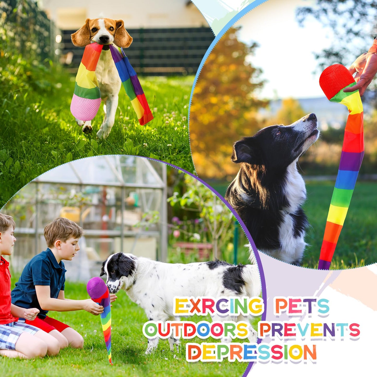 Leyndo 12 Pcs 26-Inch Throw & Catch Balls with Rainbow Tail – Soft Colorful Indoor/Outdoor Playset