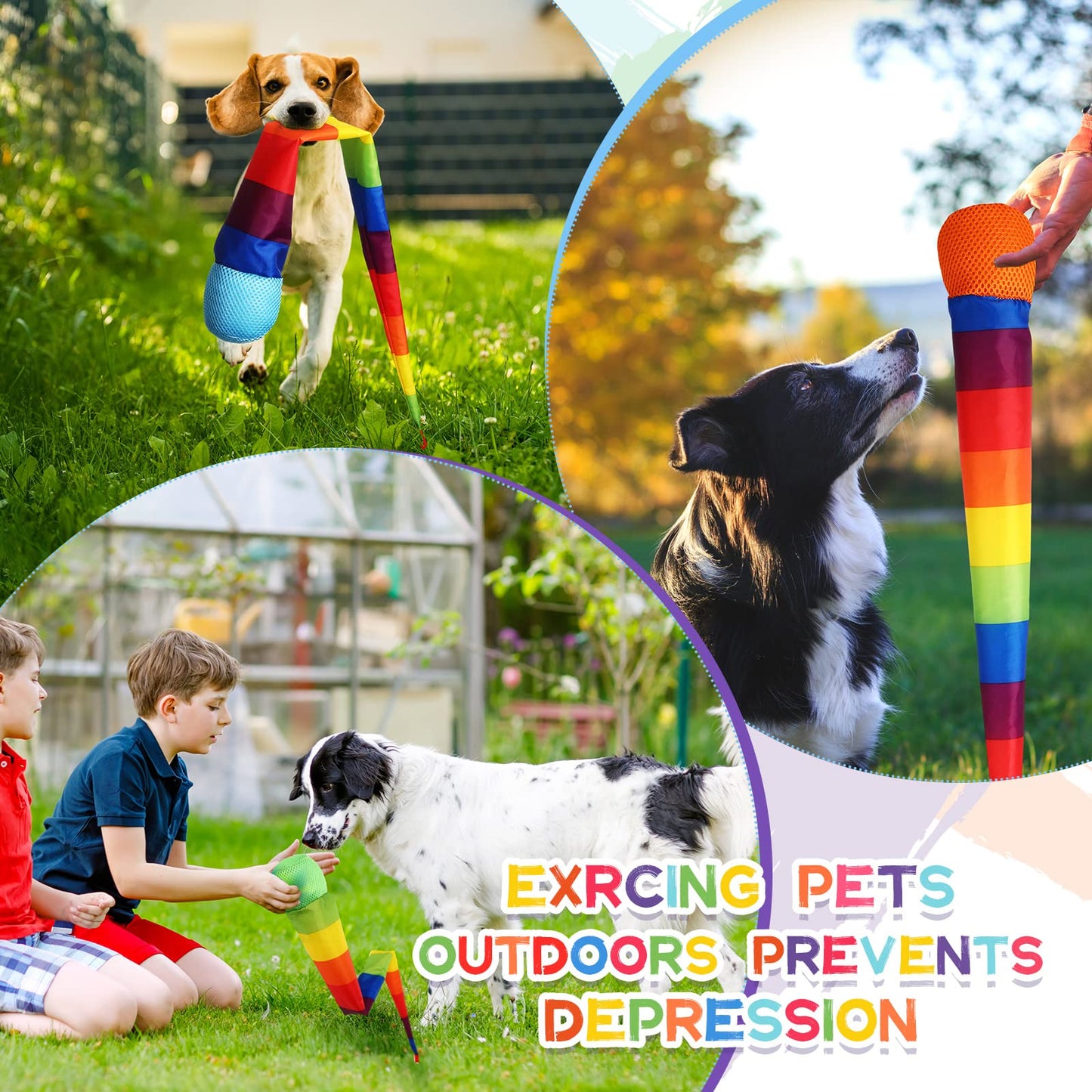 Leyndo 8-Piece 26-Inch Rainbow Tail Throw & Catch Balls – Colorful Comet Toys for School, Beach, and Outdoor Play