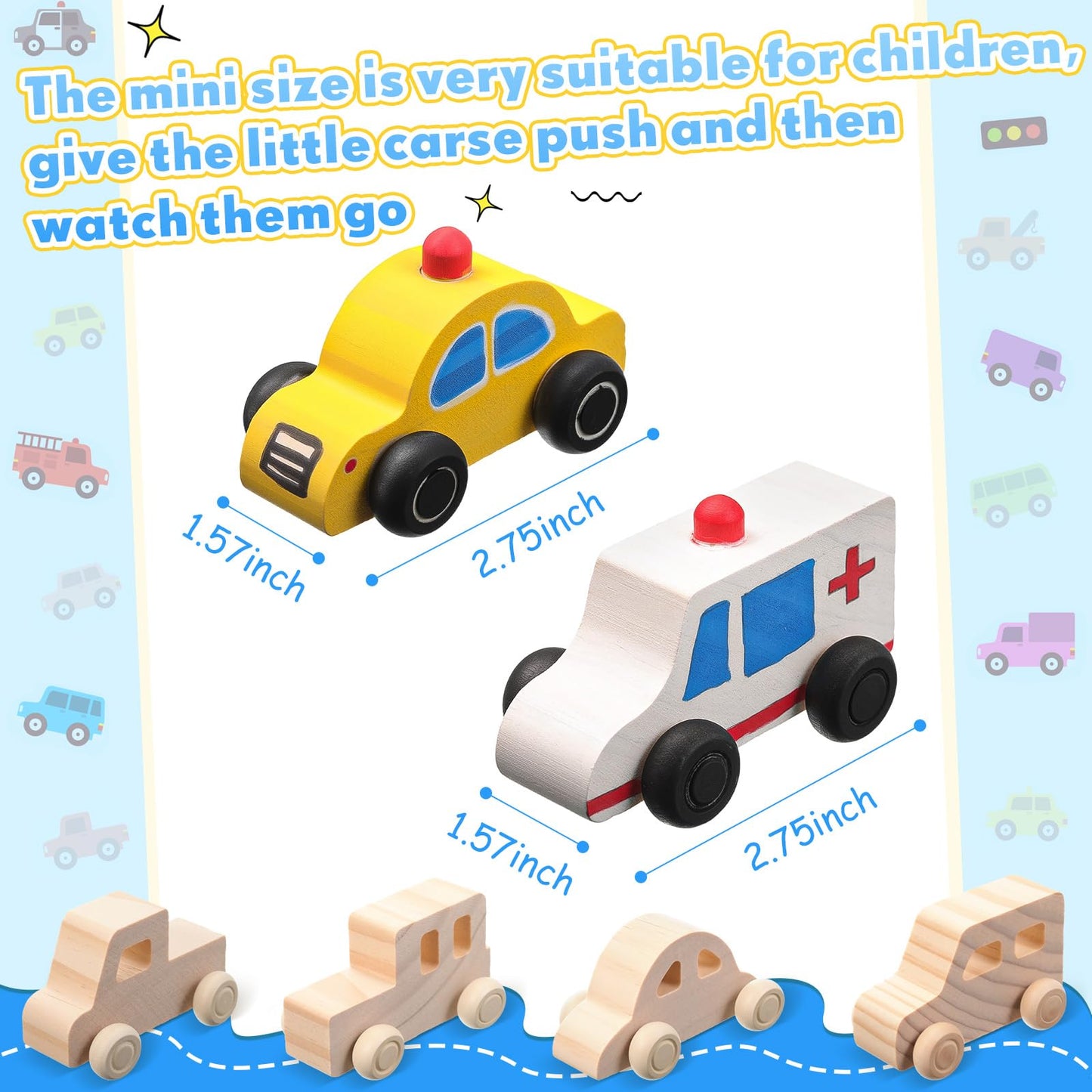 Leyndo 20 Pcs Small Wooden Cars to Paint for Kids – DIY Wood Car Craft Set