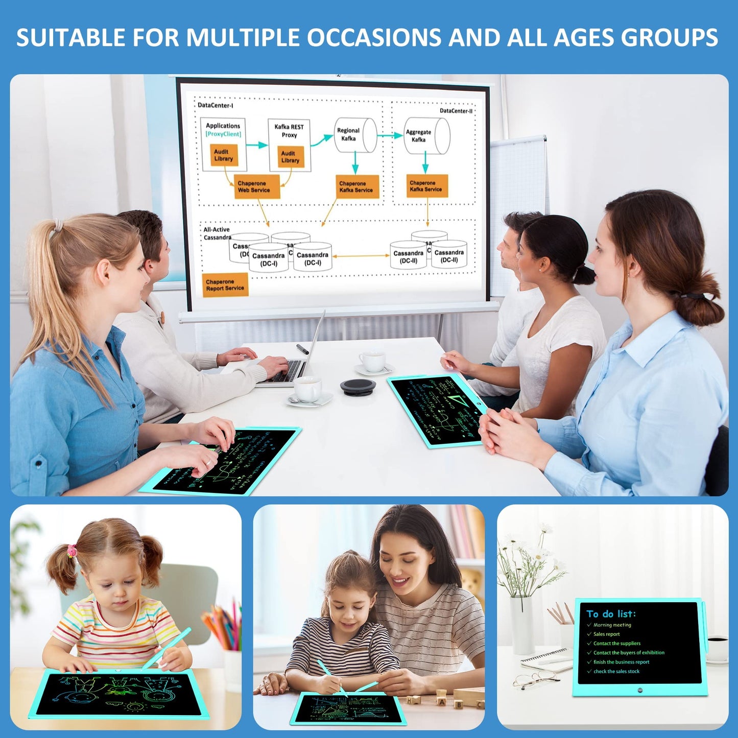 LEYAOYAO 15-Inch LCD Doodle Board for Kids | Educational Writing Tablet, Blue