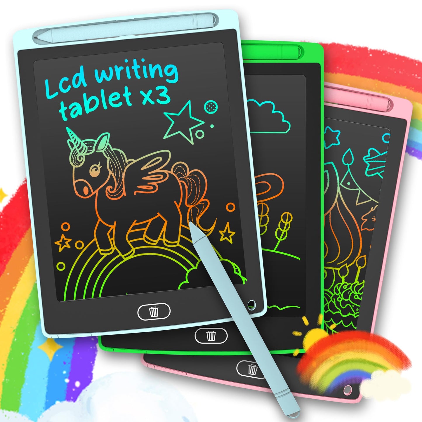 LEYAOYAO 3 Pack LCD Writing Tablet for Kids – Colorful Doodle Boards, Erasable & Reusable (Ages 3–6)